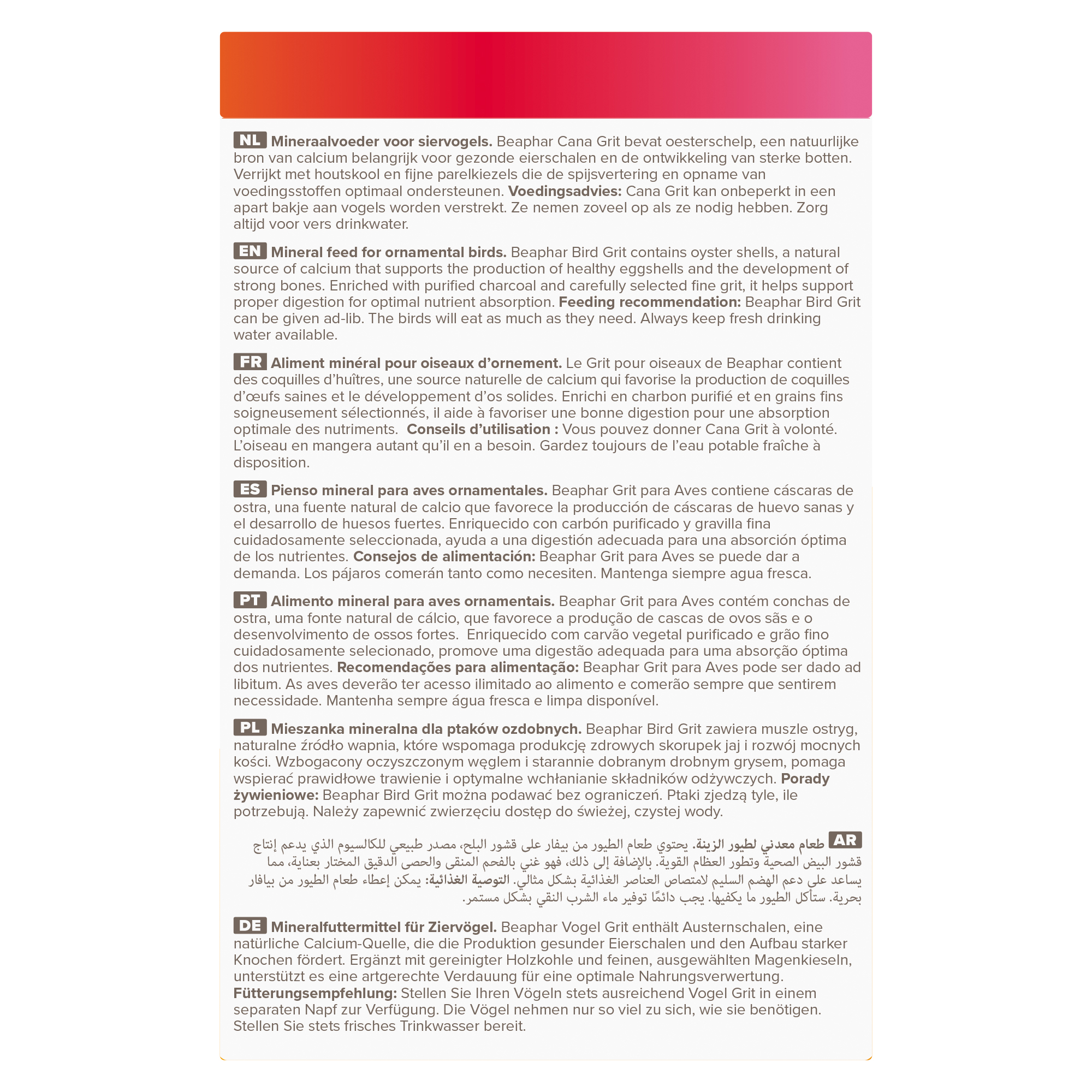 Beaphar Cana Grit Shell, Charcoal & Gravel for Birds