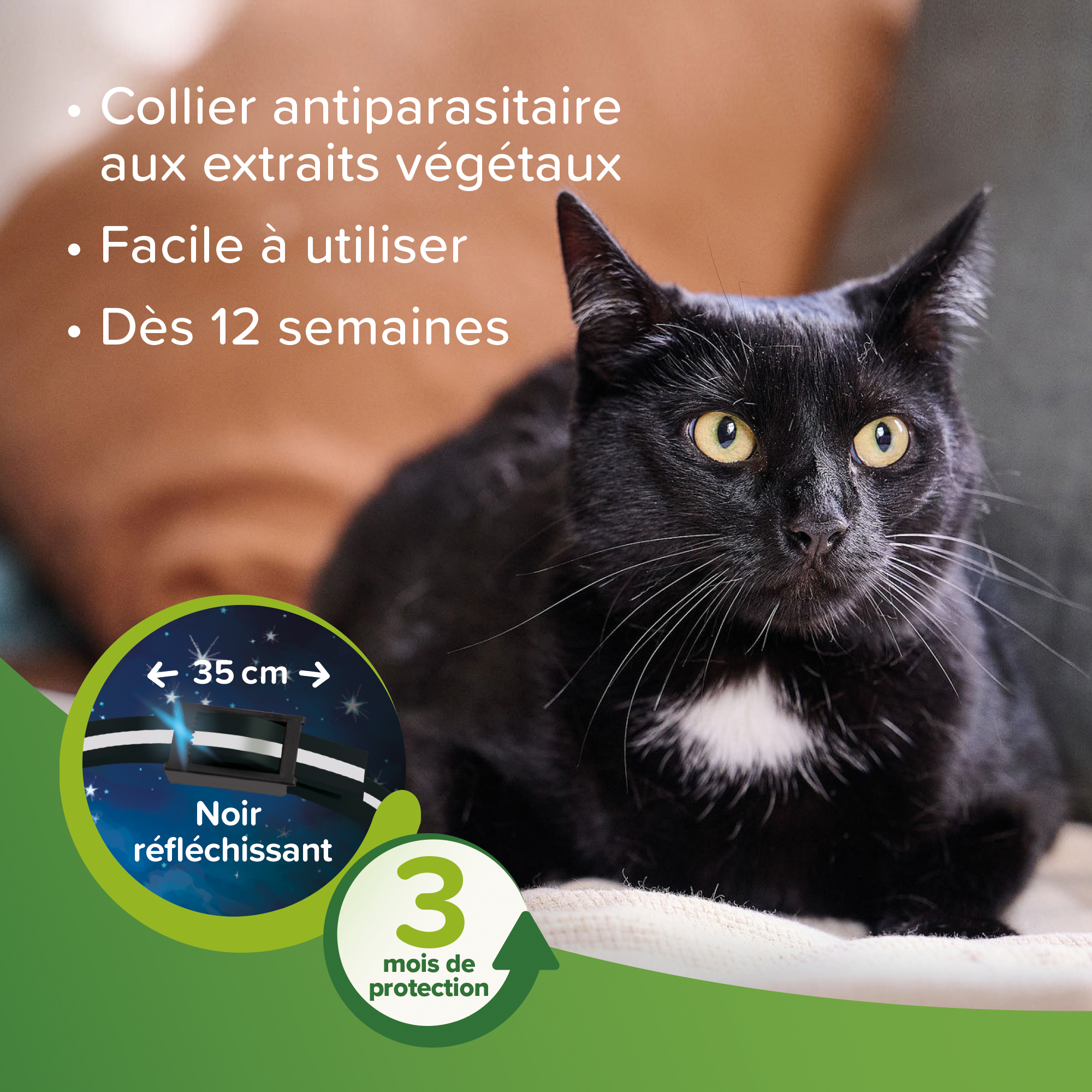 VETOpure, collier répulsif antiparasitaire réfléchissant pour chat