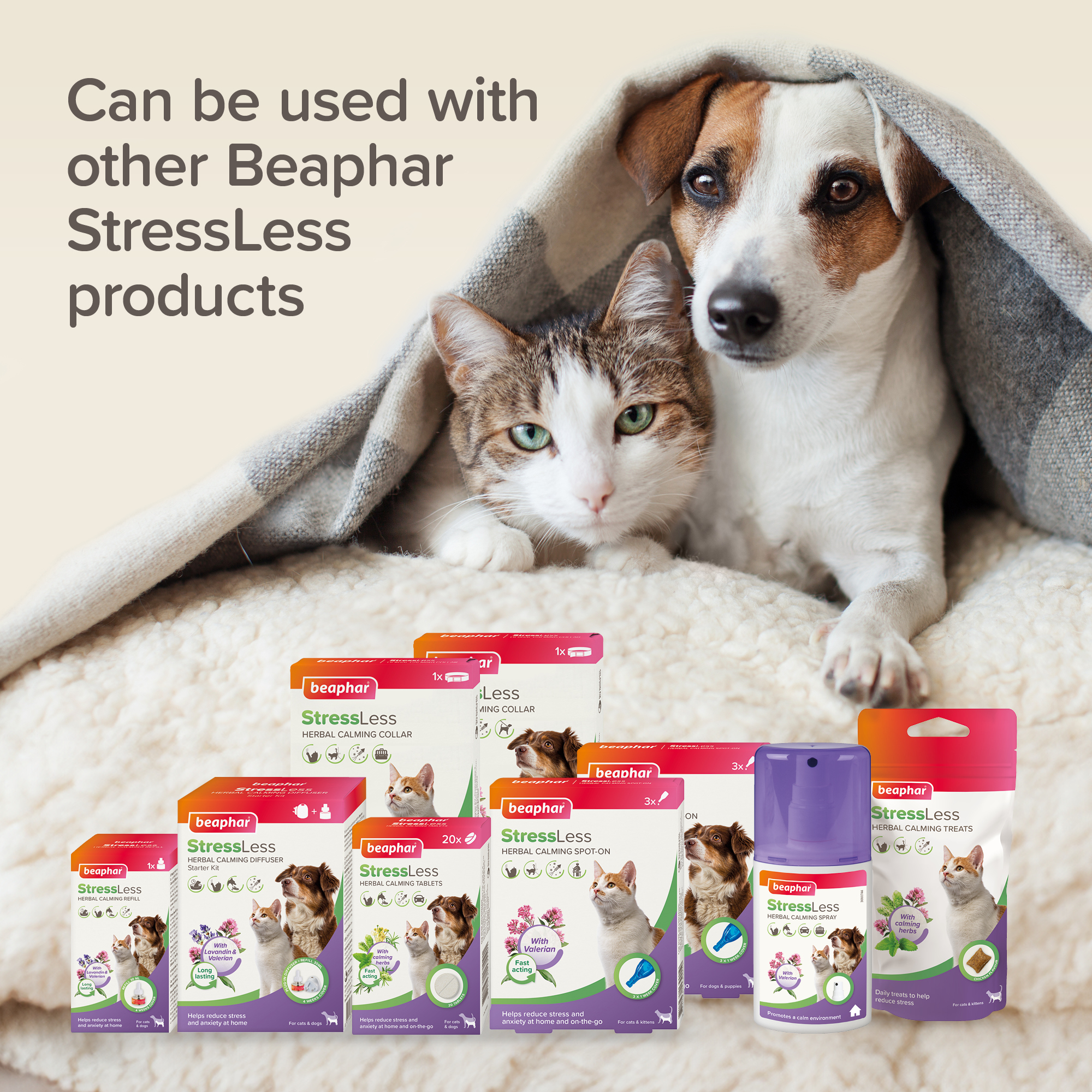 Beaphar StressLess Herbal Calming Home & Travel Spray, 125ml