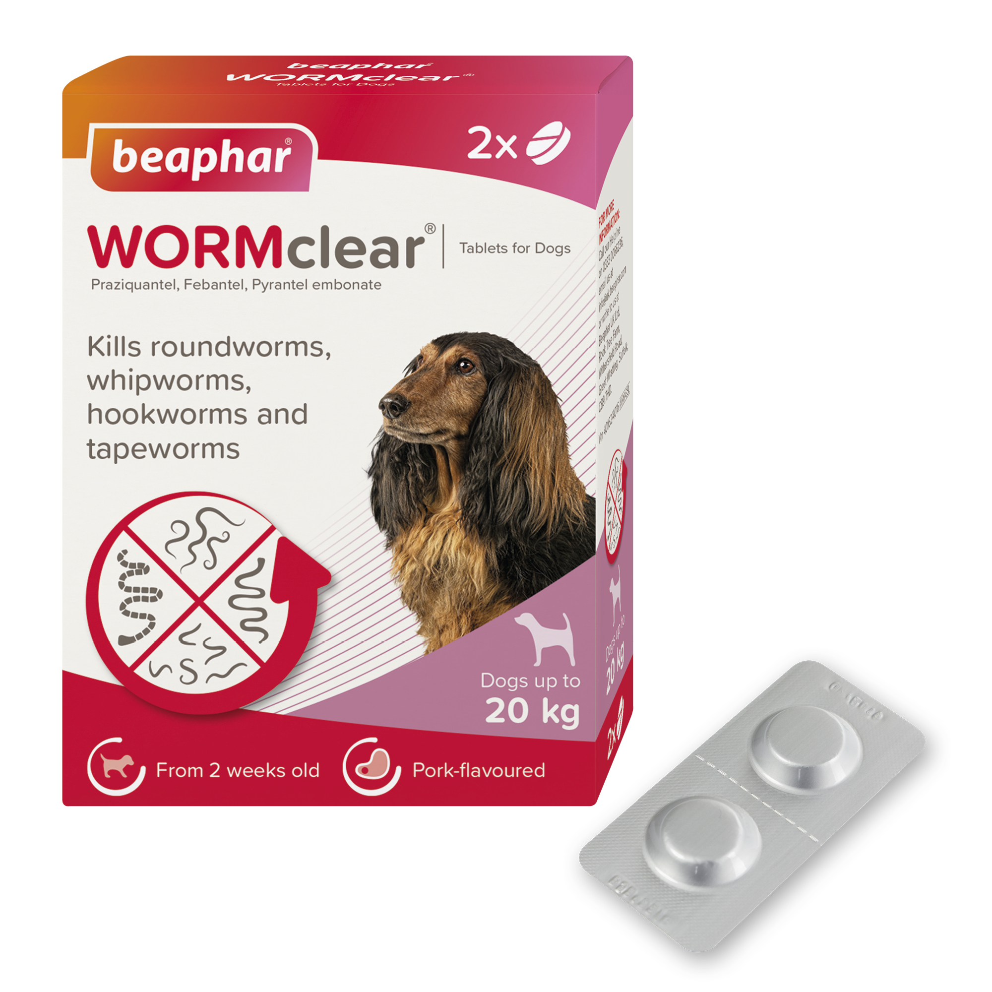 Beaphar WORMclear® Worming Tablets for Dogs (up to 20kg) – 2 Tablets