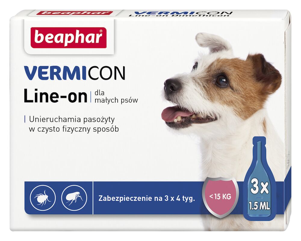 VERMICON LINE-ON DOG S 1,5ML - 3 pipety kropli przeciwpchłowych dla psów