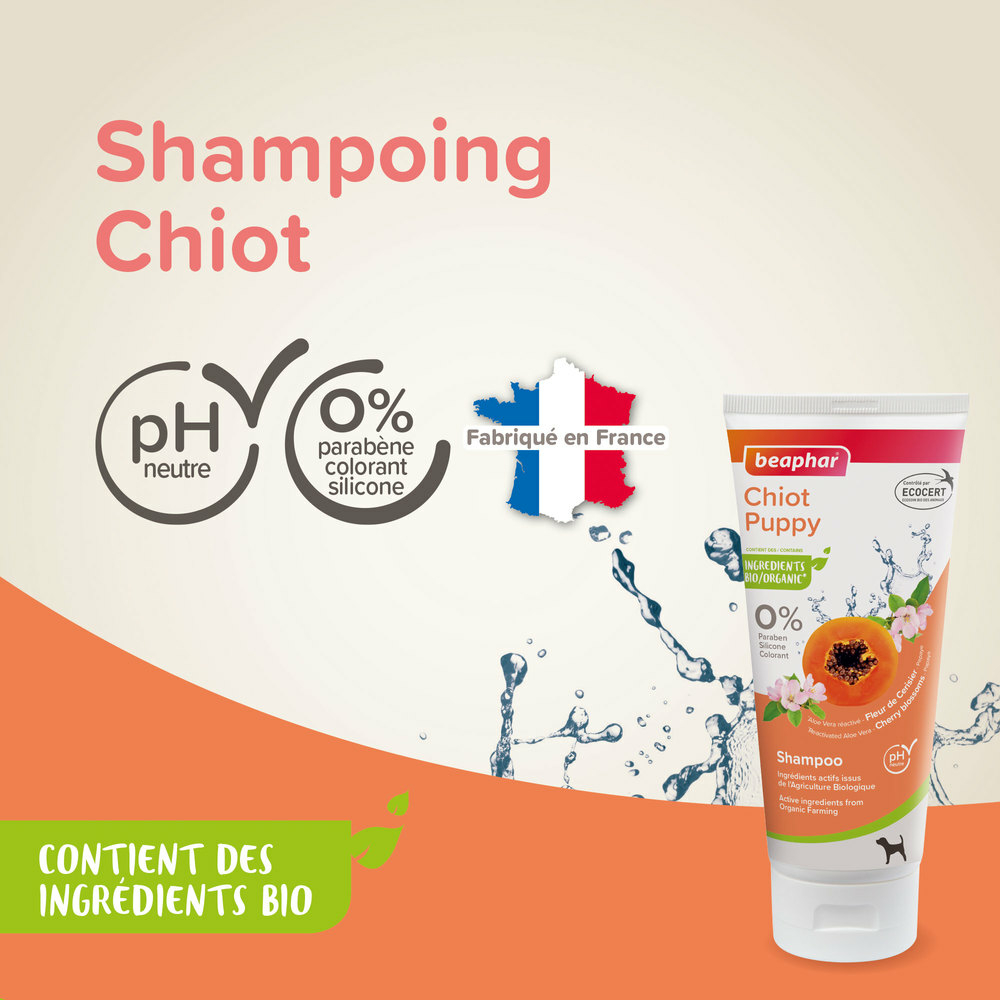 Shampoing labellisé ECOCERT pour chiot