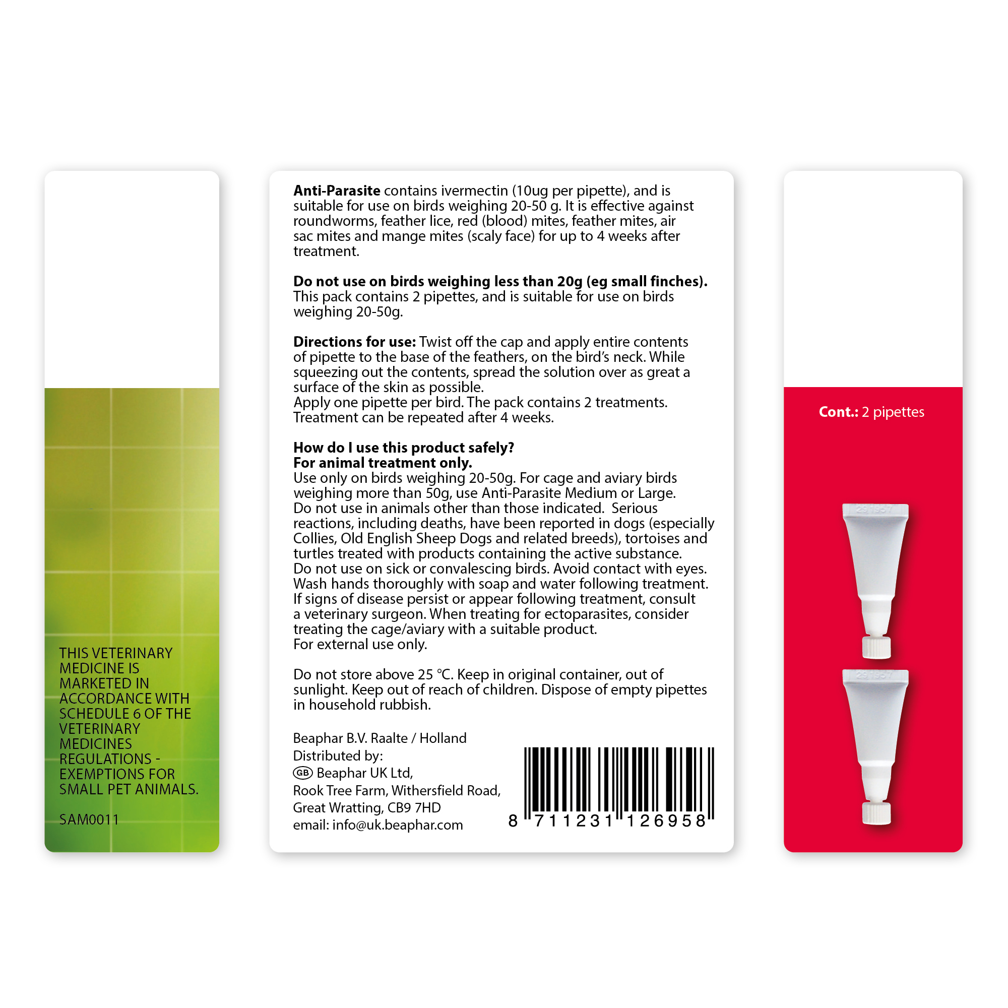 Beaphar Anti-Parasite Spot-On for Small Birds 20-50g, 2 pipettes