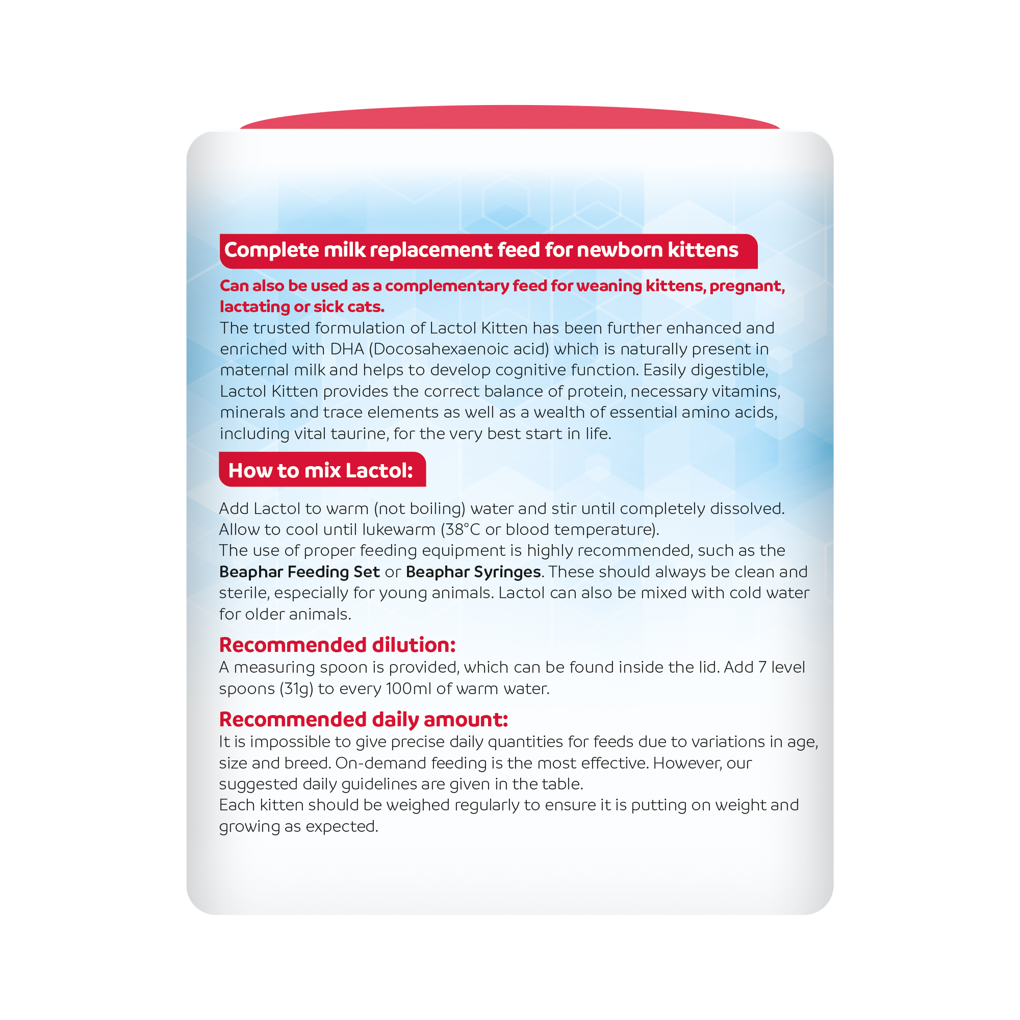 Beaphar Lactol Milk Replacer for Kittens – 500g - Beaphar