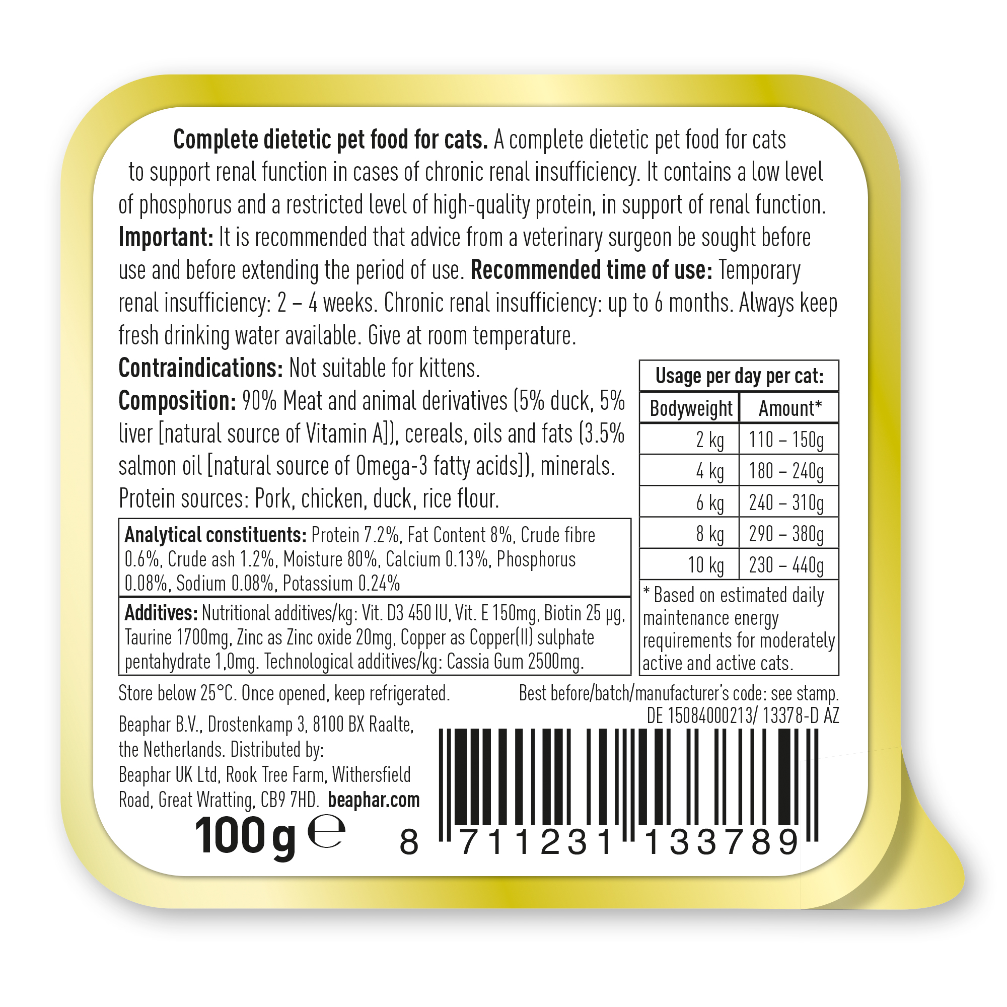 Beaphar Kidney Diet Food for Cats – Duck