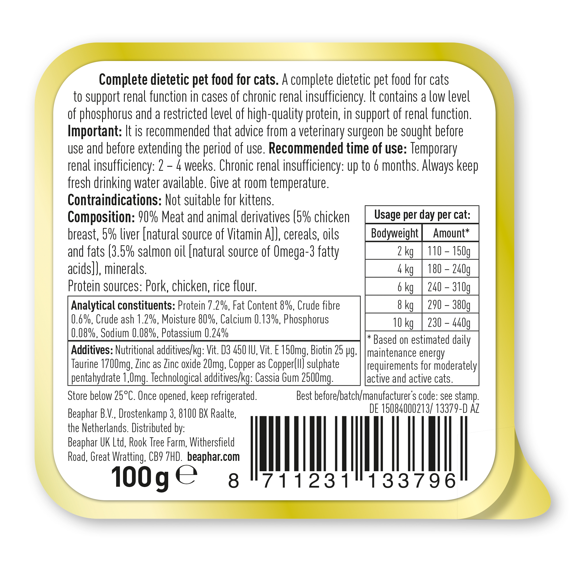 Beaphar Kidney Diet Food for Cats – Chicken