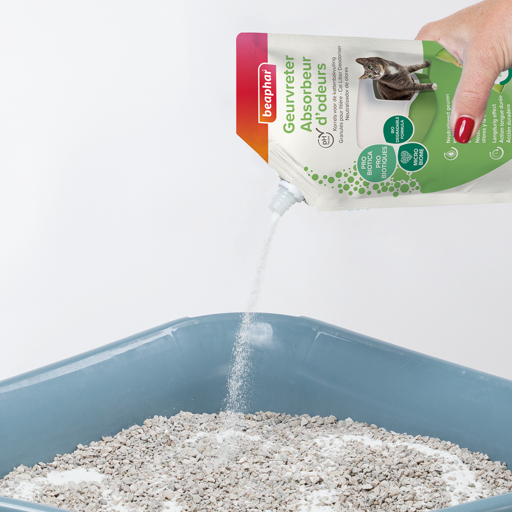 Absorbeur d’odeurs, granulés pour litière, Parfum vanille et melon