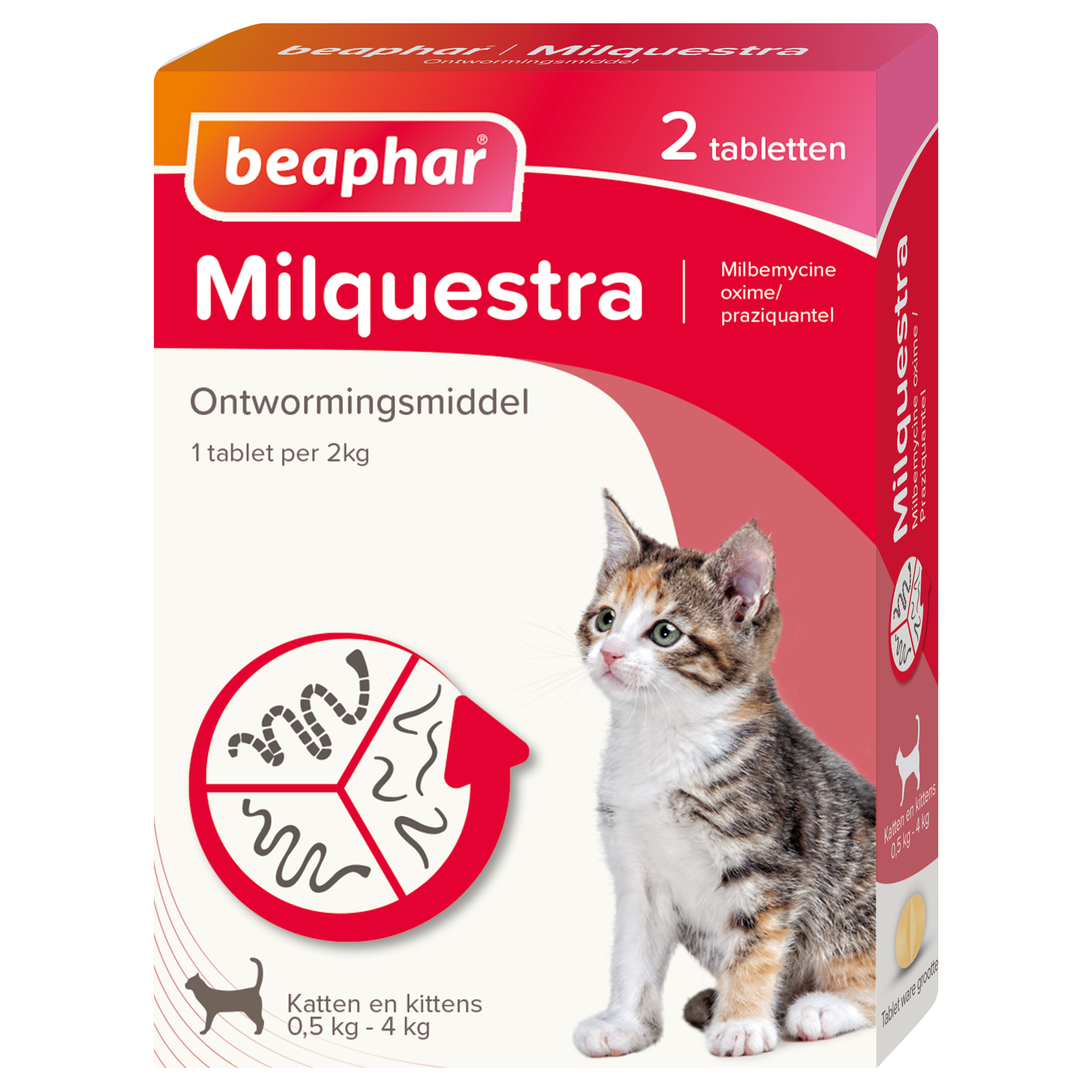 Beaphar Milquestra ontwormingsmiddel kleine kat/kitten 2 tabletten