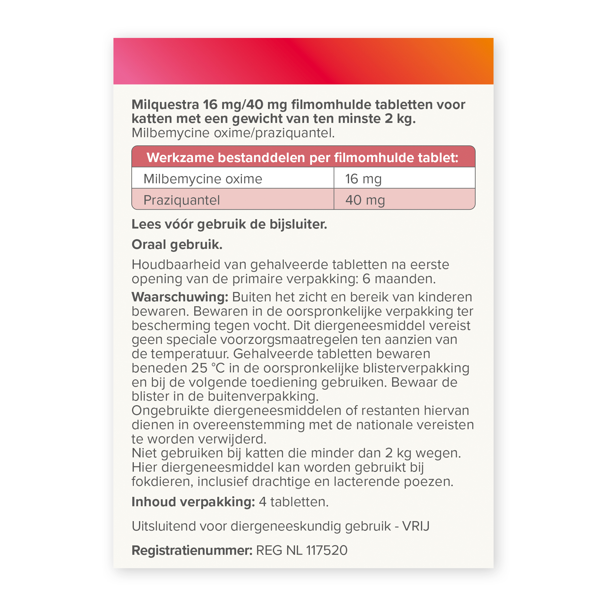 Beaphar Milquestra ontwormingsmiddel kat 4 tabletten