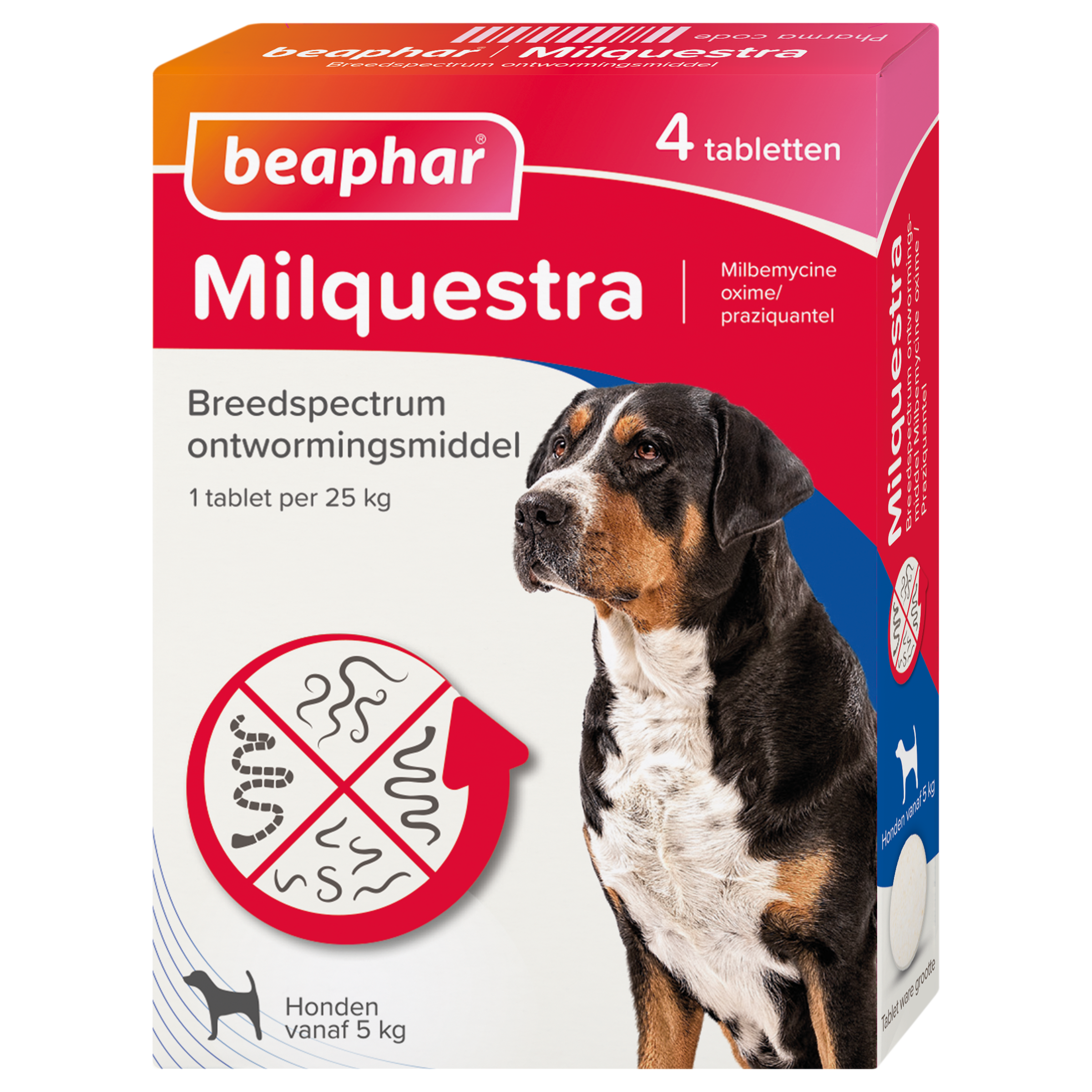 Beaphar Milquestra ontwormingsmiddel hond 4 tabletten
