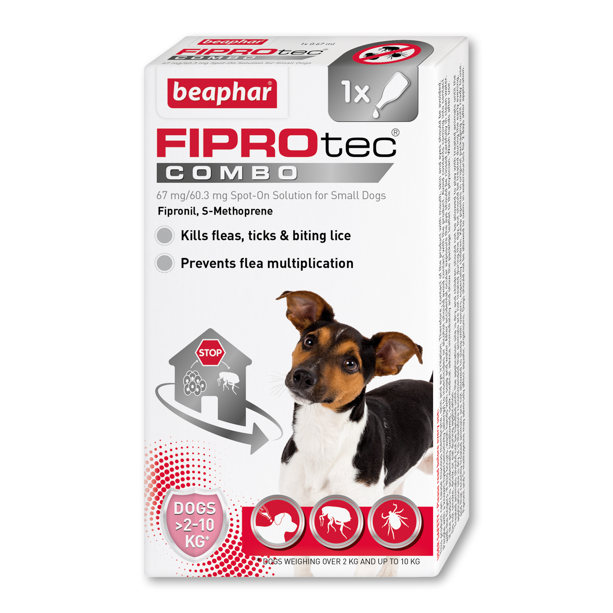 Beaphar FIPROtec® COMBO Flea & Tick Spot-On for Small Dogs (2-10kg), 1 Pipette
