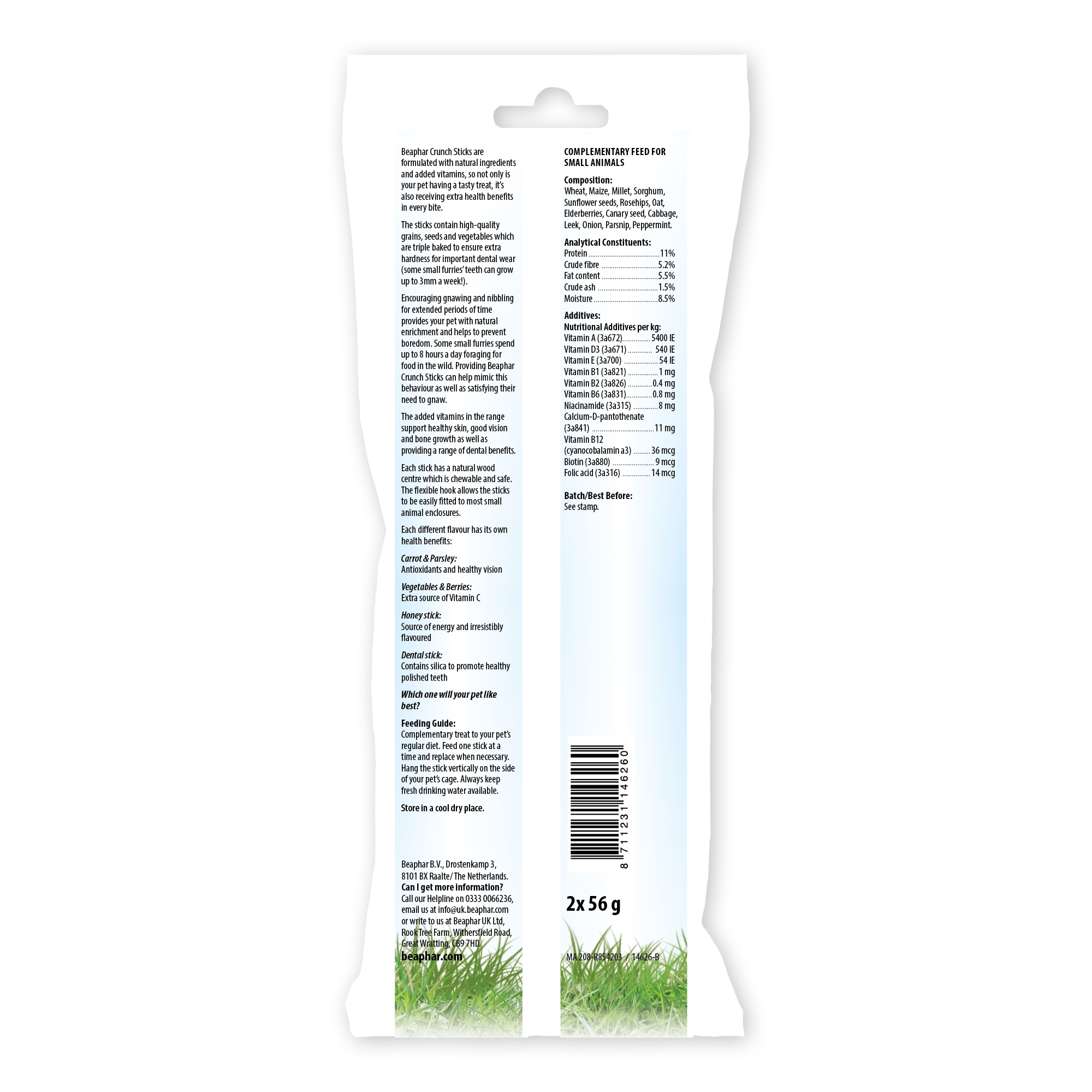 Beaphar Carrot & Parsley Crunch Sticks for Small Animals, 2 sticks