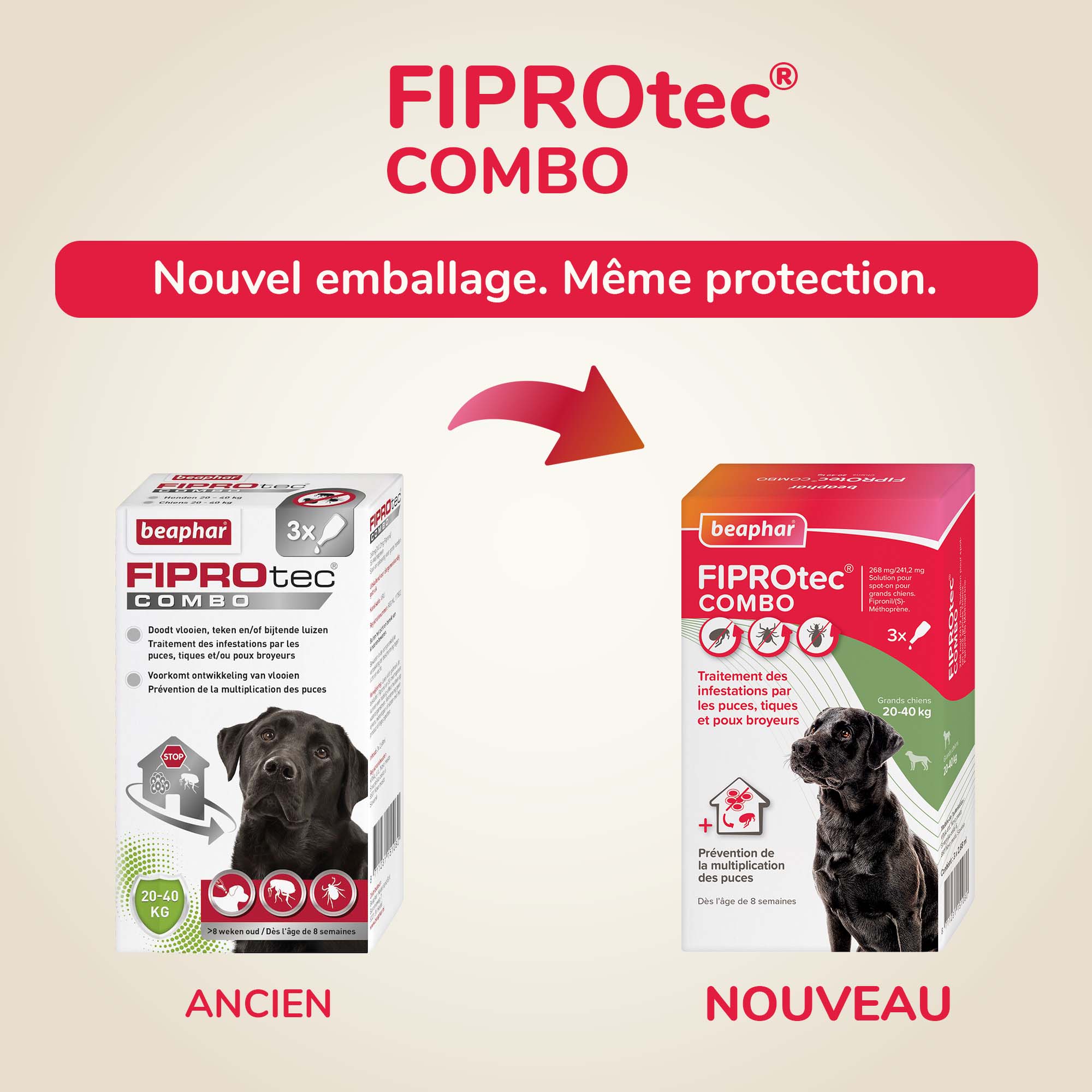 FIPROtec COMBO 268 mg, Solution pour spot-on pour grands chiens