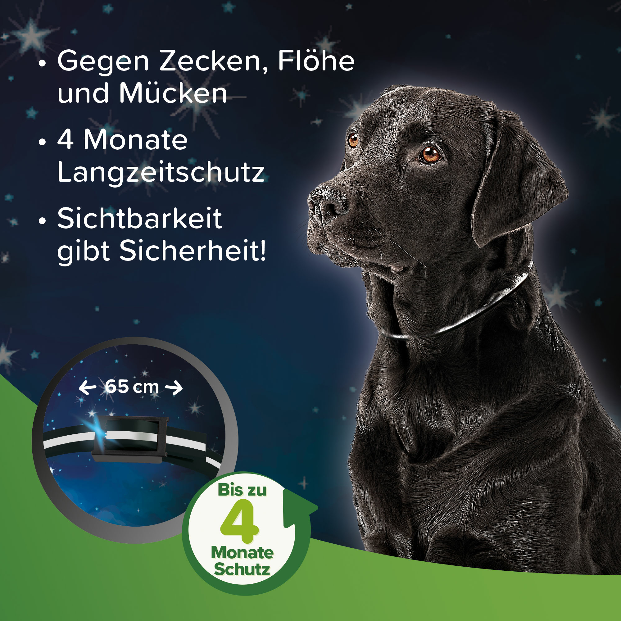 Beaphar Zecken- und Flohschutz Halsband reflektierend, 65cm
