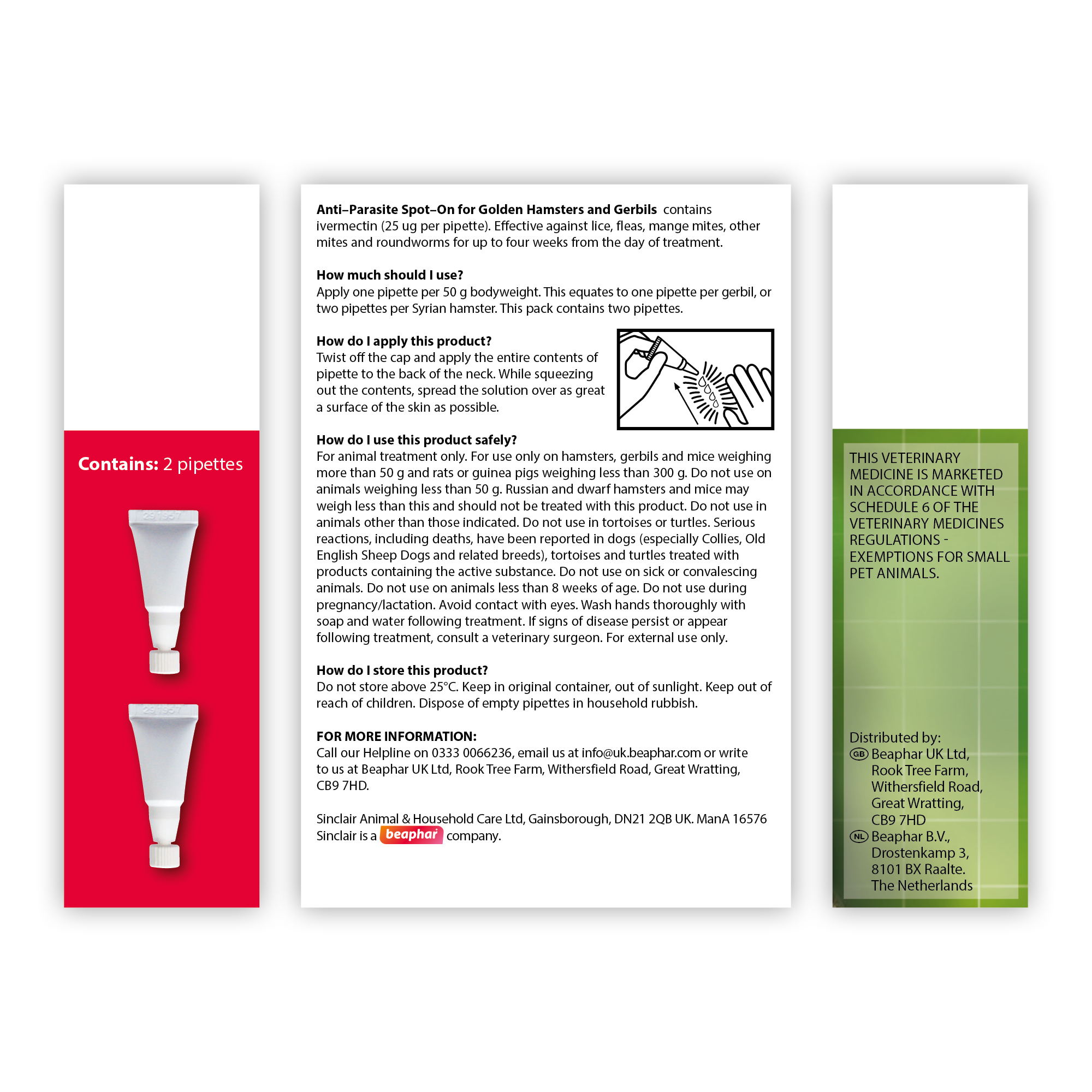 Beaphar Anti-Parasite Spot-On for Golden Hamsters & Gerbils, 2 pipettes