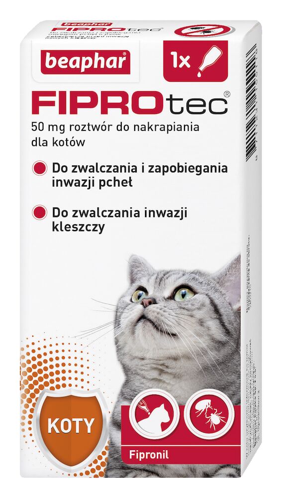 FIPROTEC 50MG  - 1 pipeta kropli przeciwko ektopasożytom dla kotów