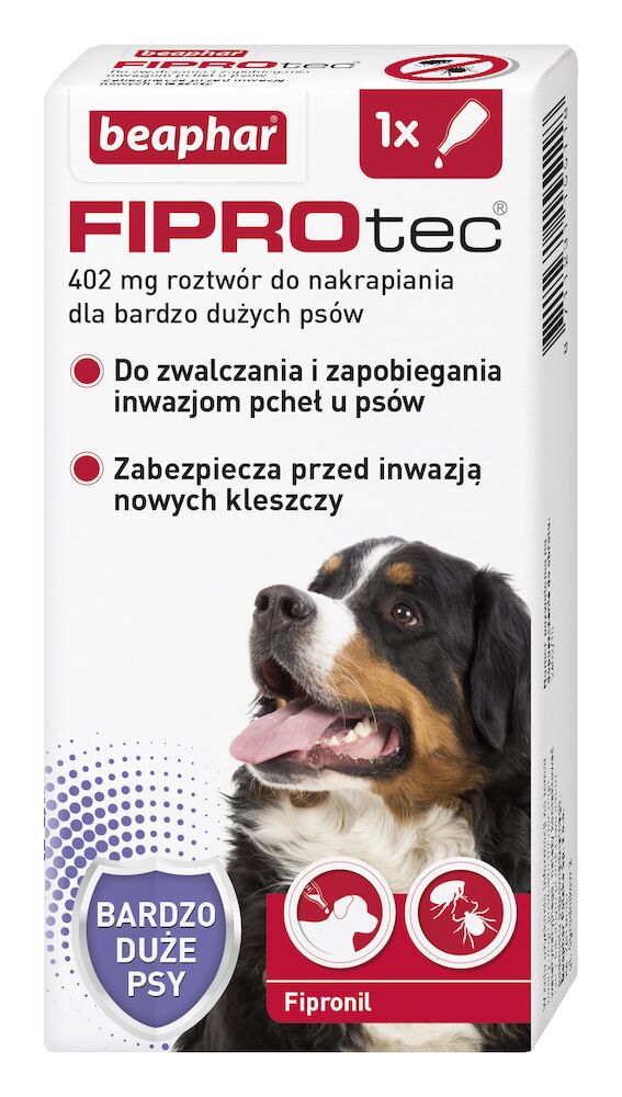 FIPROTEC XL 402MG - 1 pipeta kropli przeciwko ektopasożytom dla bardzo dużych psów