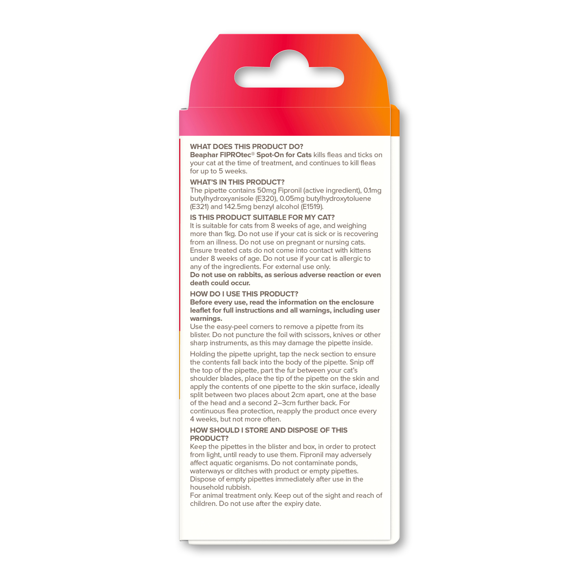 Beaphar FIPROtec® Flea & Tick Spot-On for Cats, 1  Pipette