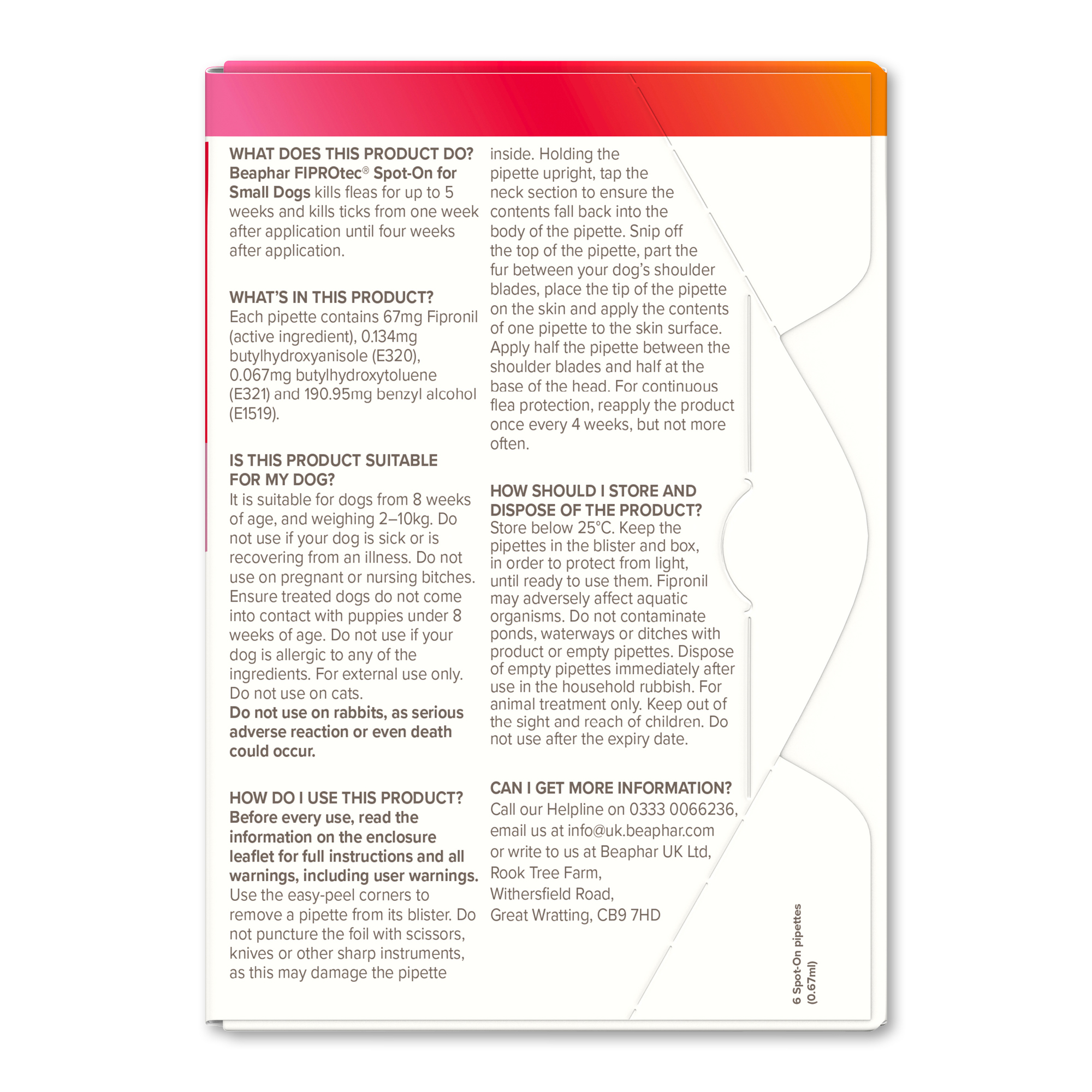 Beaphar FIPROtec® Flea & Tick Spot-On for Small Dogs (2-10kg), 6 Pipettes