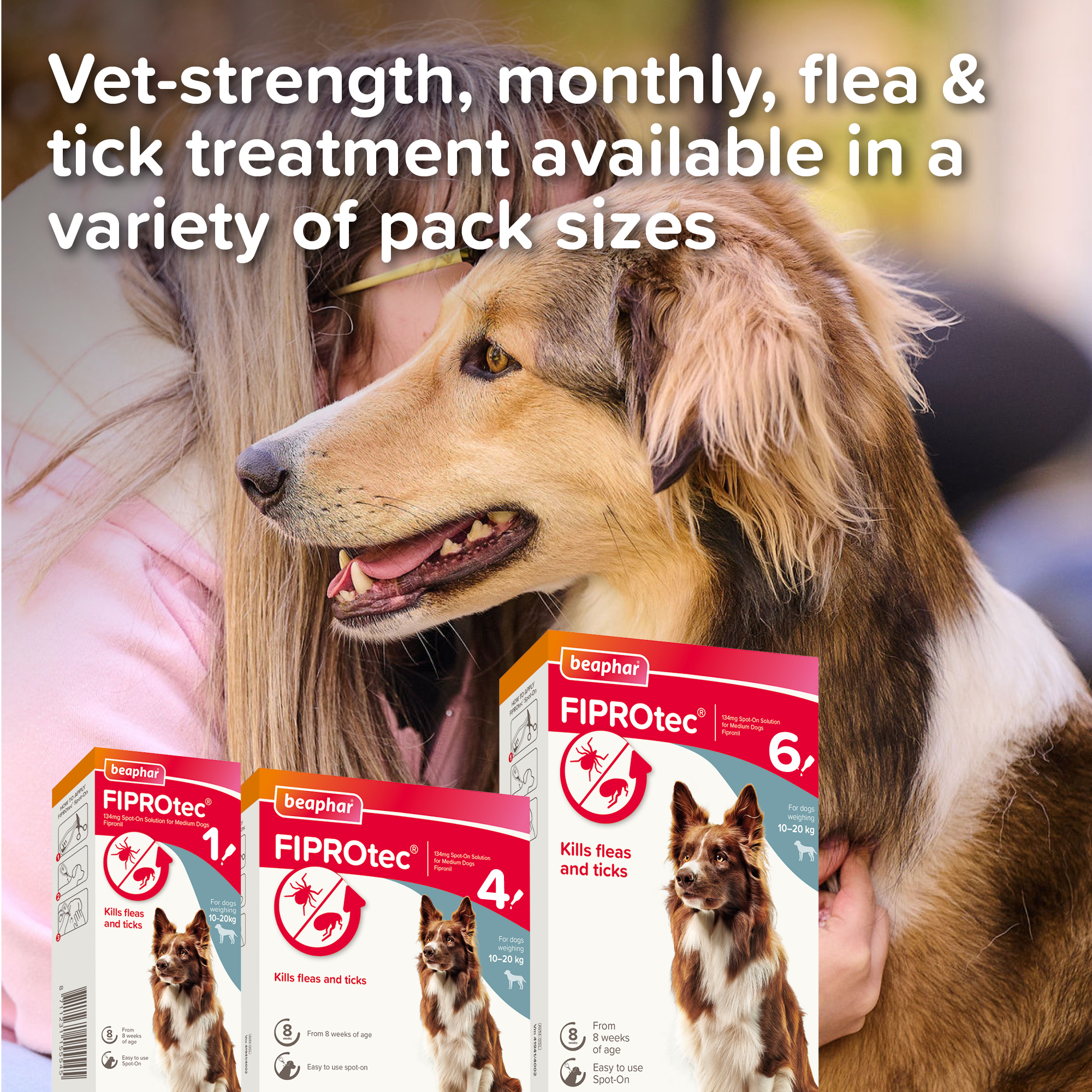 Beaphar FIPROtec® Flea & Tick Spot-on For Medium Dogs | 10-20kg | 6 Pipettes