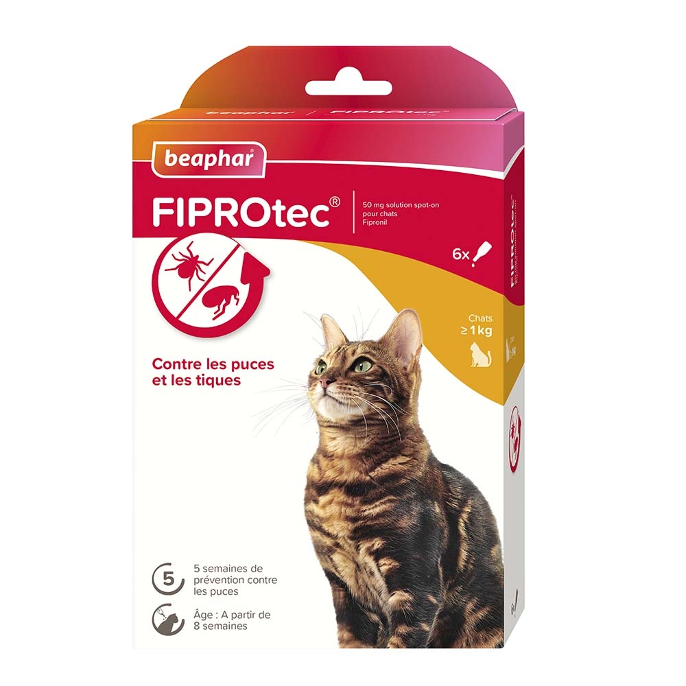FIPROtec 50 mg solution spot-on pour chats x6