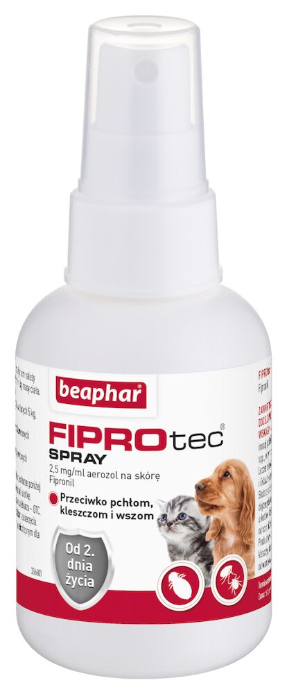 FIPROTEC SPRAY 100ML - areosol przeciwko ektopasożytom dla kotów i psów.