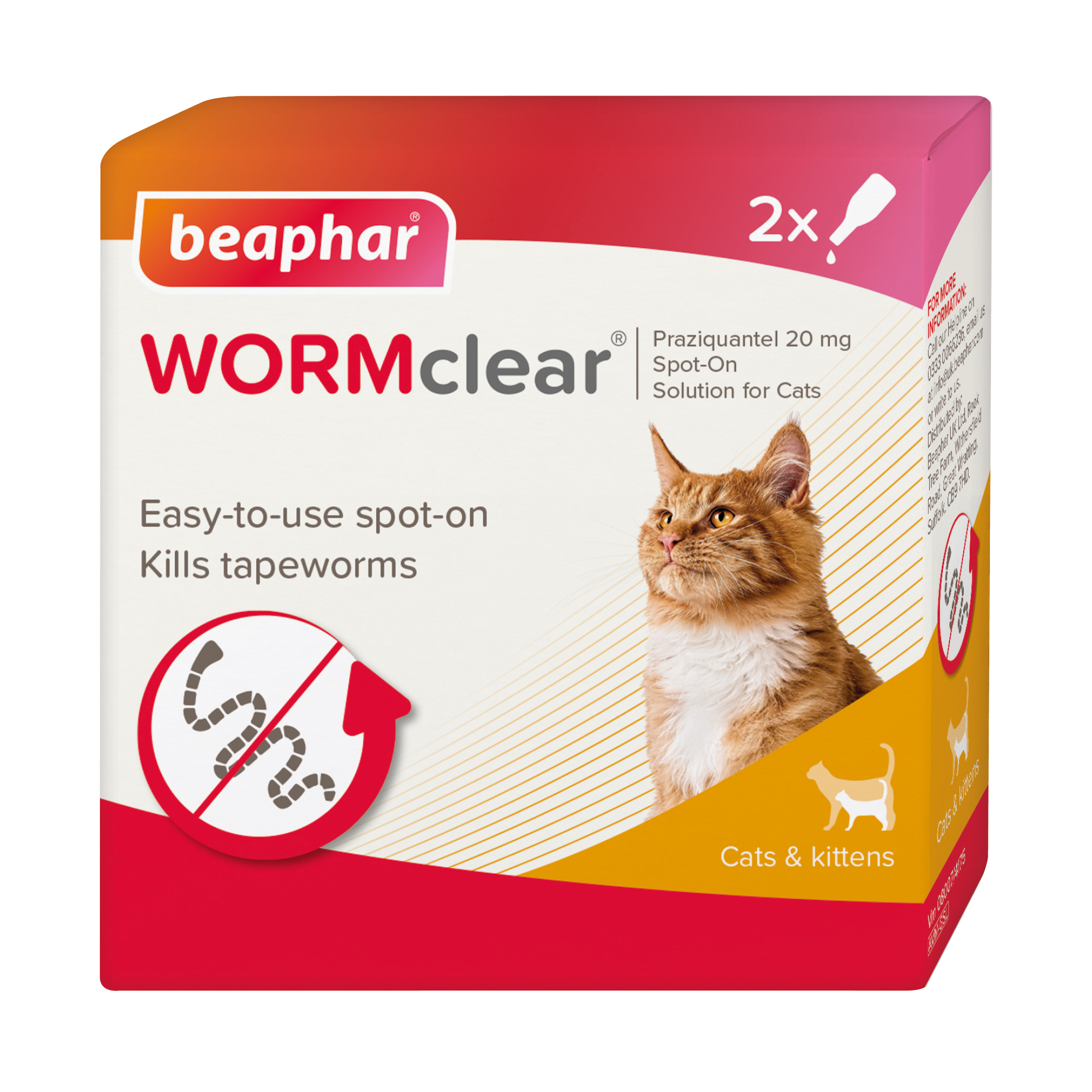 Beaphar WORMclear® Worming Spot-On for Cats – 2 Pipettes