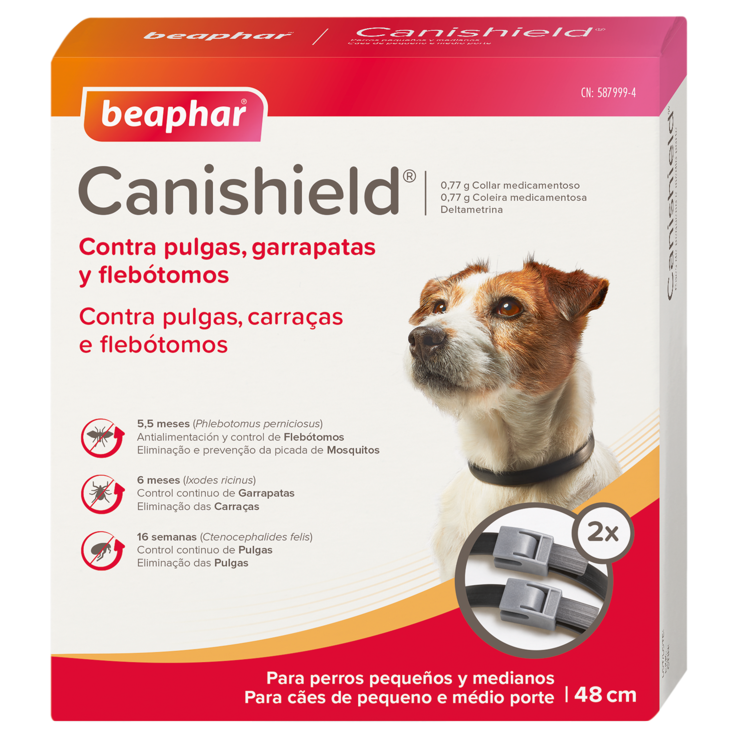 Beaphar Canishield®  Collar Antiparasitario Perro Pequeño y Mediano - 2x48cm