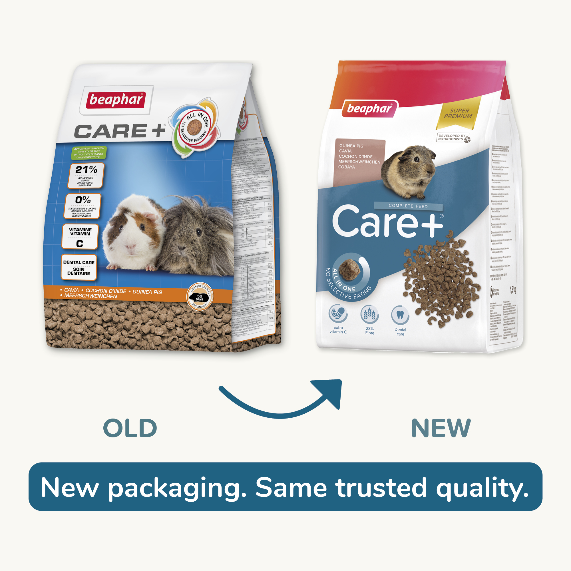 Care+® teljesértékű eledel tengerimalacoknak, 1,5kg