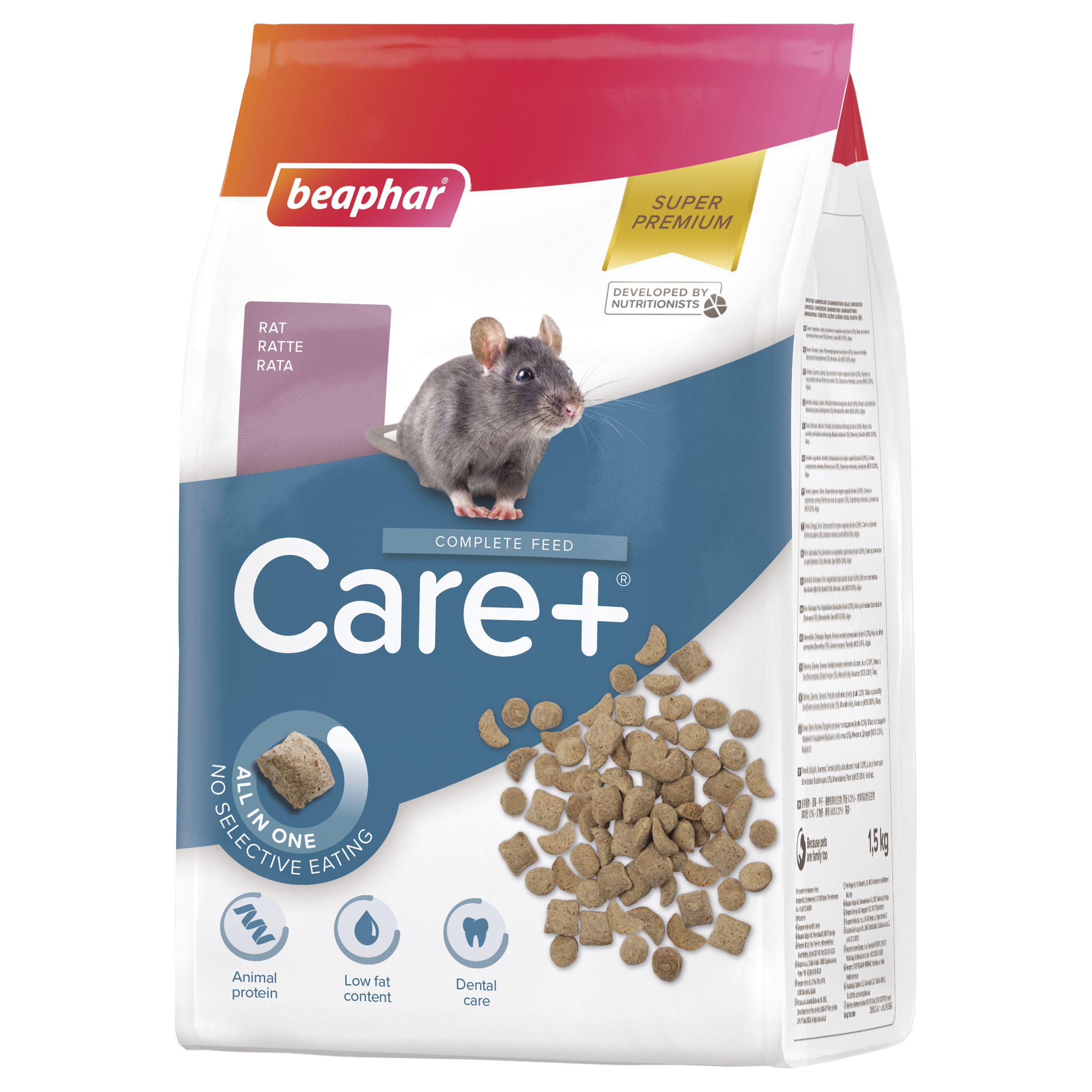 Beaphar Mangime Per Ratti - 1,5 Kg - Alimento Completo Con Vitamine, Omega E Prebiotici