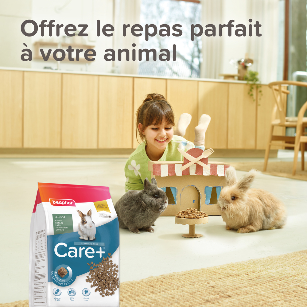 Care +, Alimentation extrudée super premium, Lapin junior