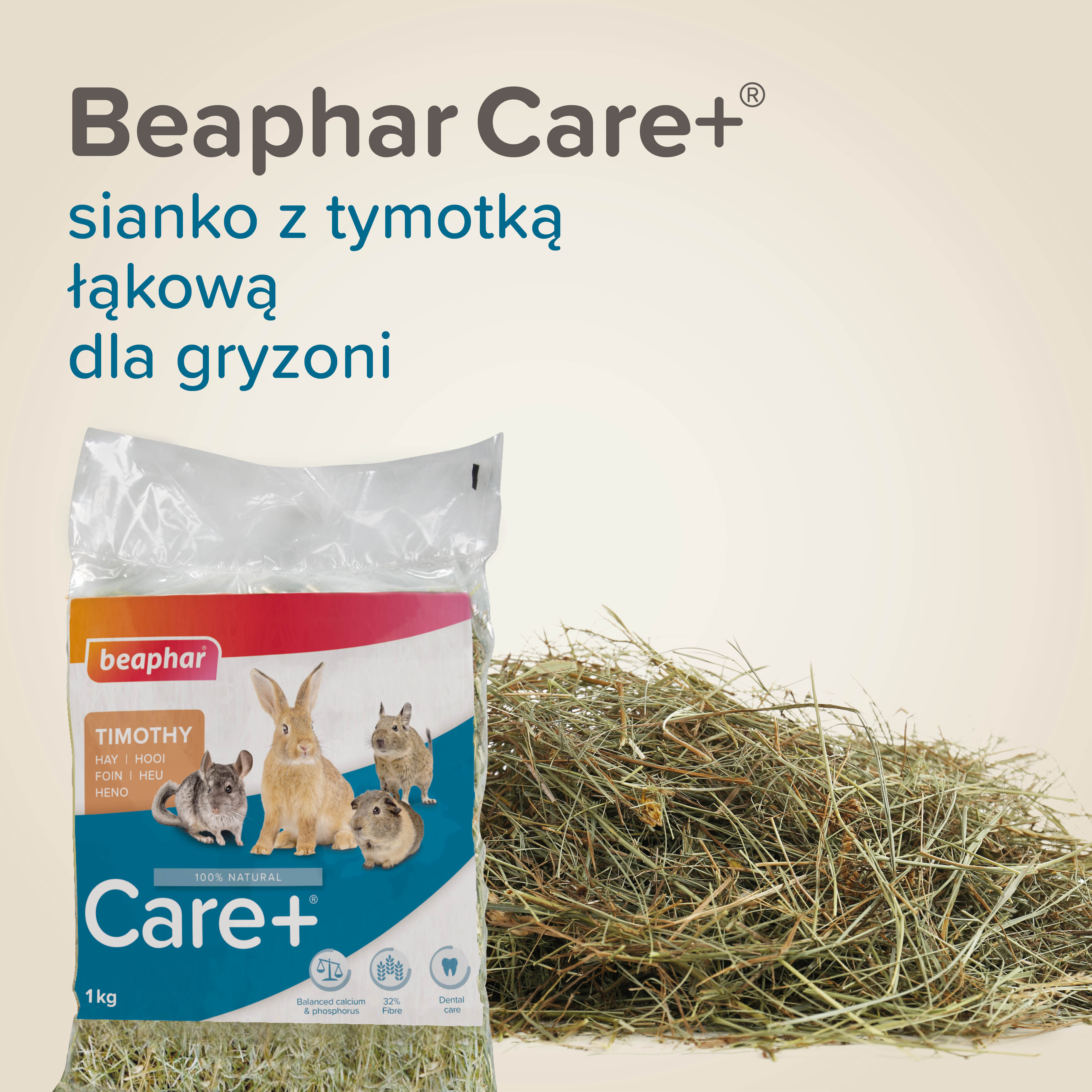 Care+ sianko z tymotką łąkową dla gryzoni i królików 1kg