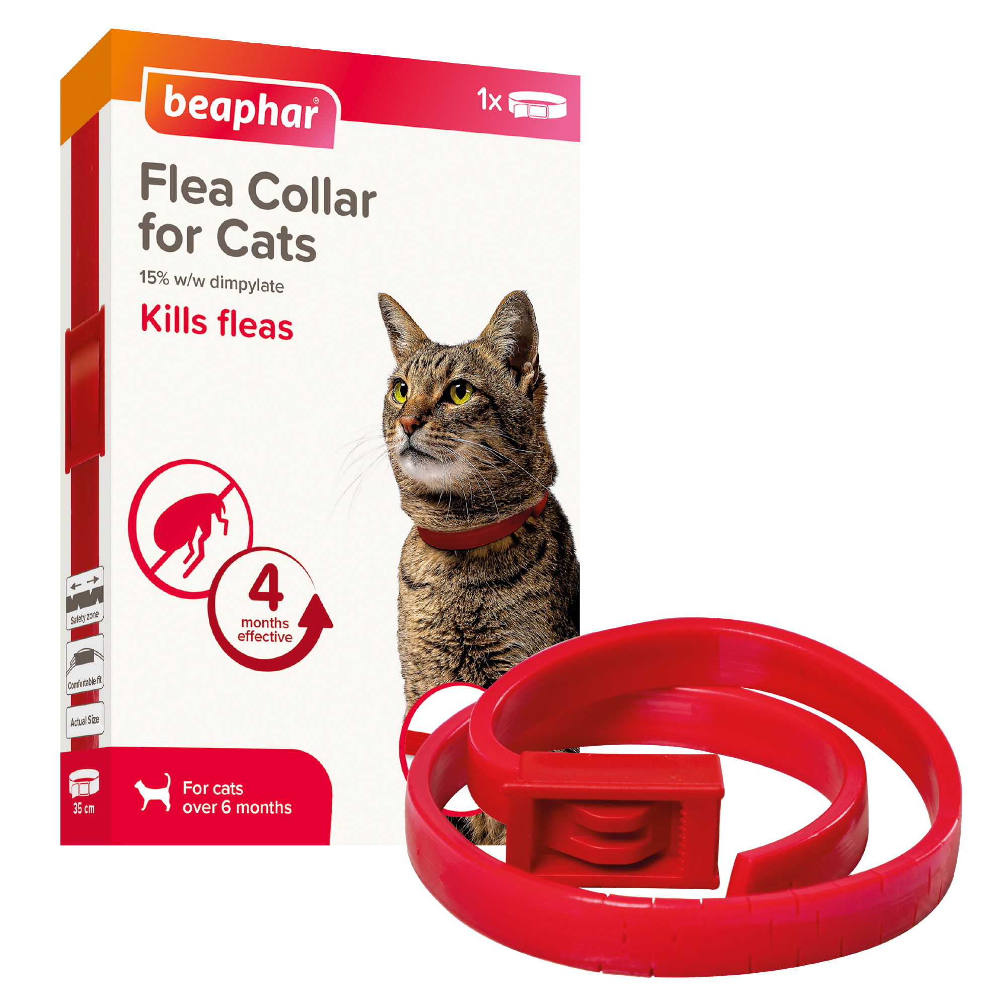Beaphar Plastic, Red Flea Collar for Cats Beaphar