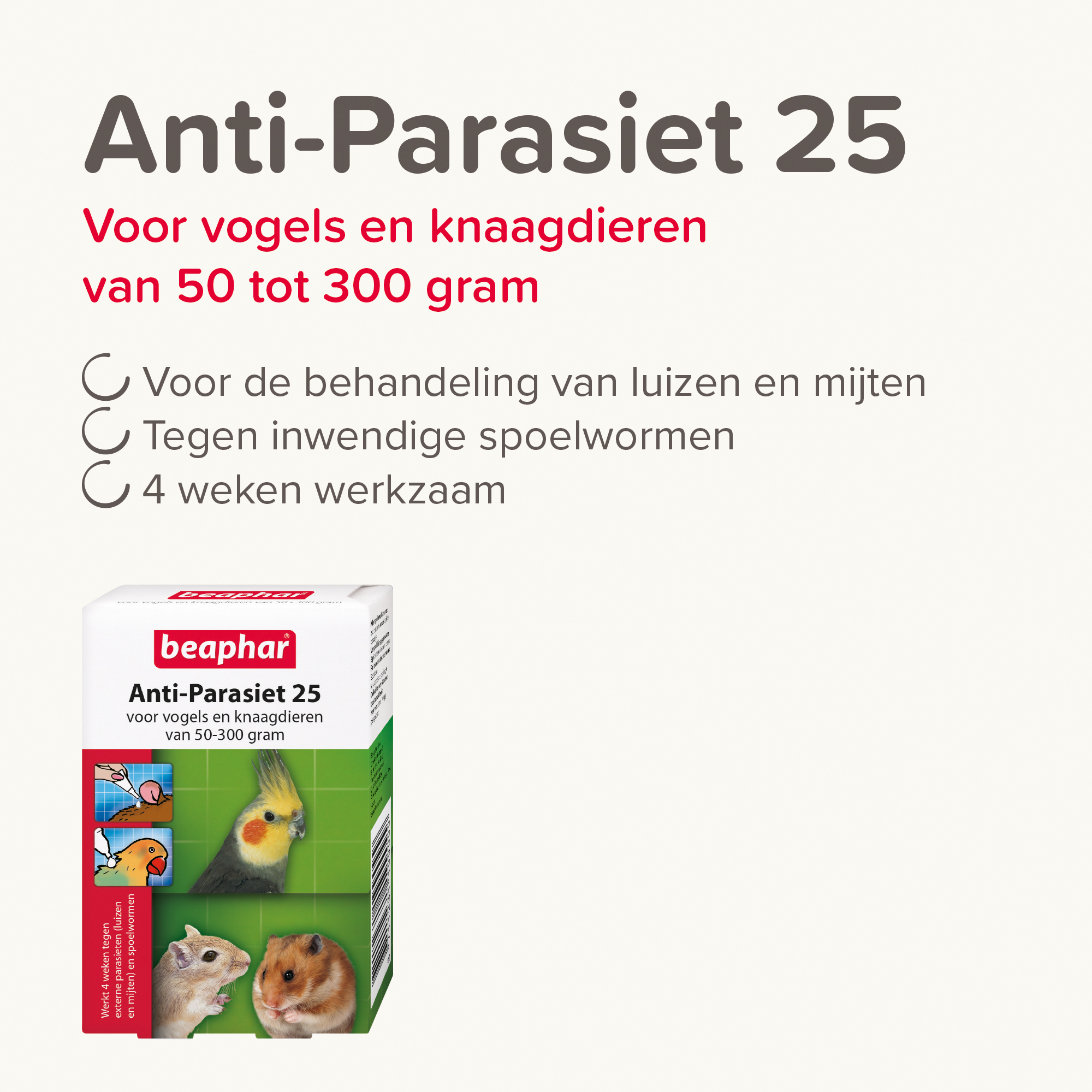 Beaphar Anti-Parasiet 25 voor vogels en knaagdieren van 50-300g