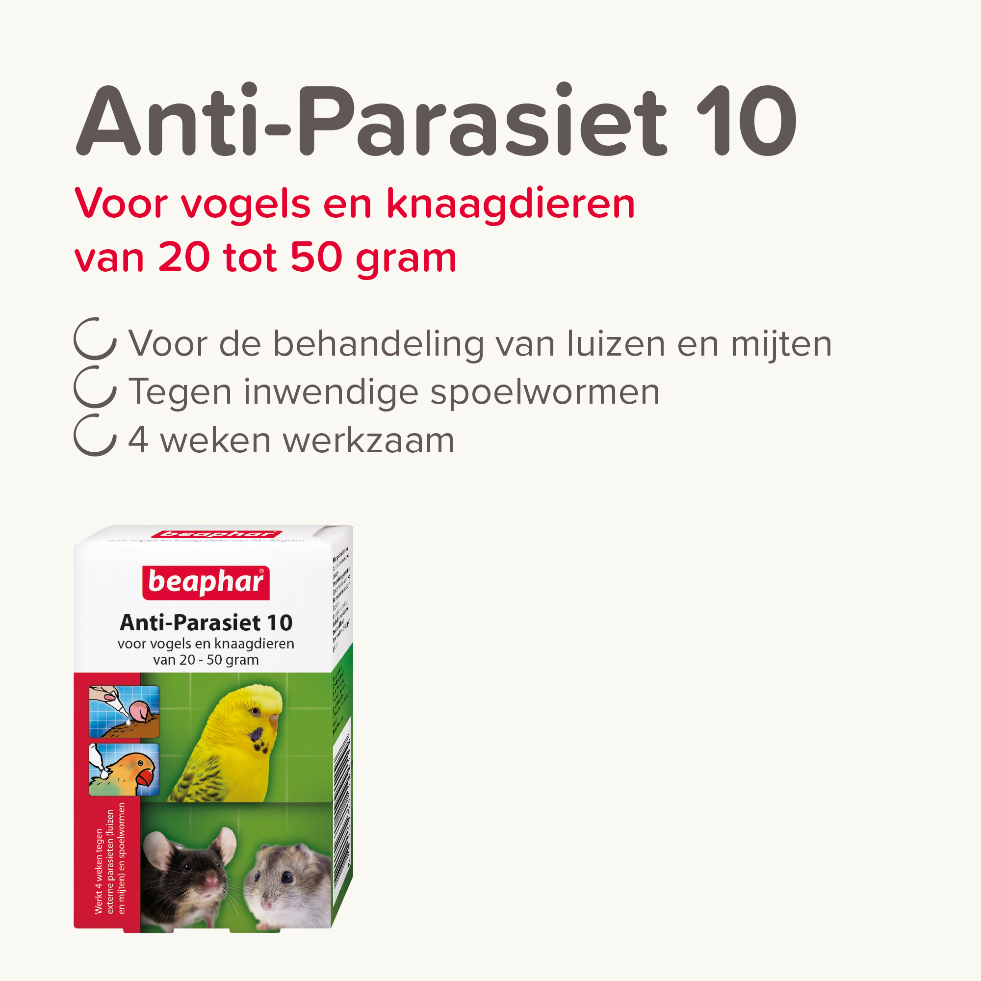 Beaphar Anti-Parasiet 10 voor vogels en knaagdieren van 20-50 gram