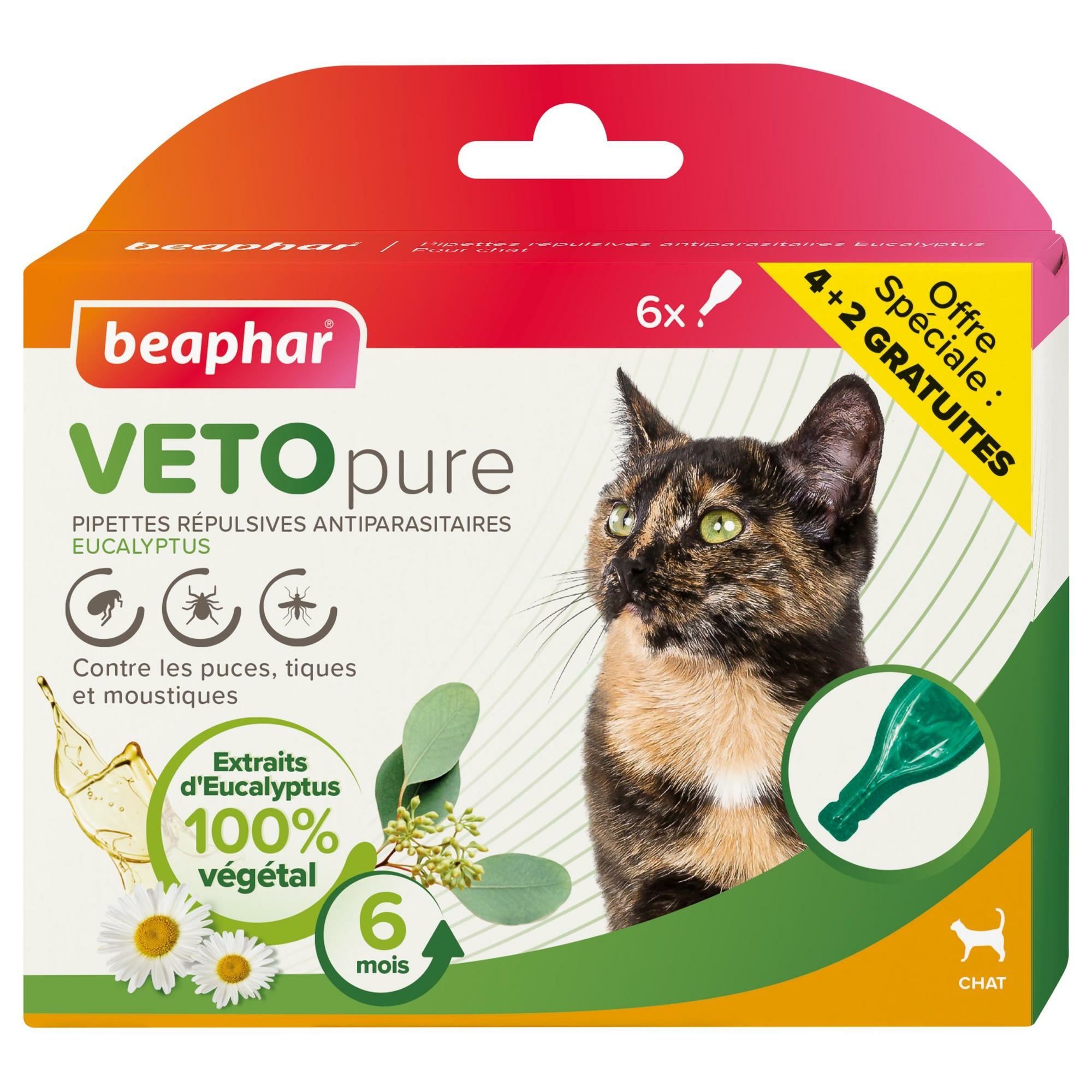 VETOpure, pipettes répulsives antiparasitaires à l'Eucalyptus pour chat