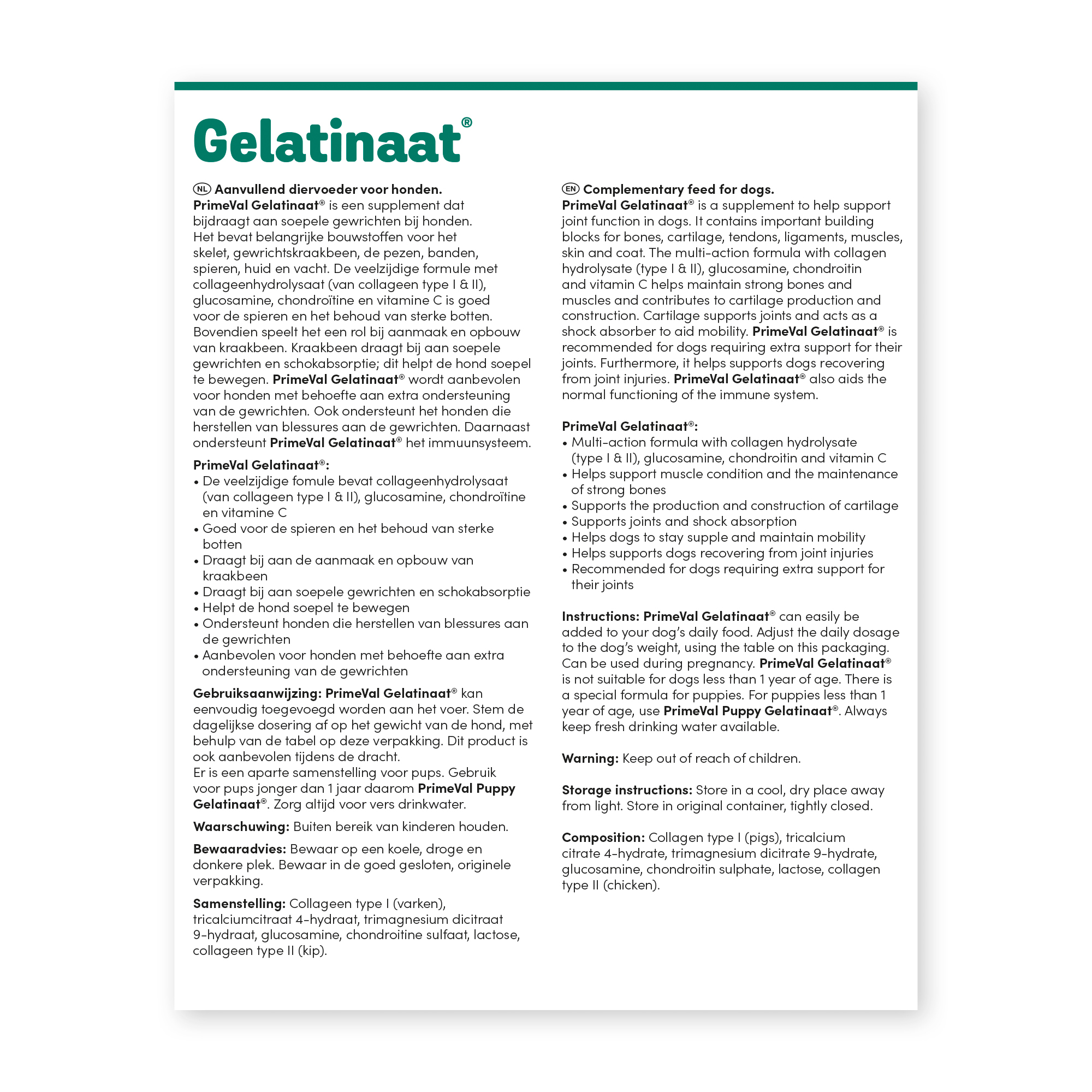 PrimeVal Gelatinaat® hond 500 g