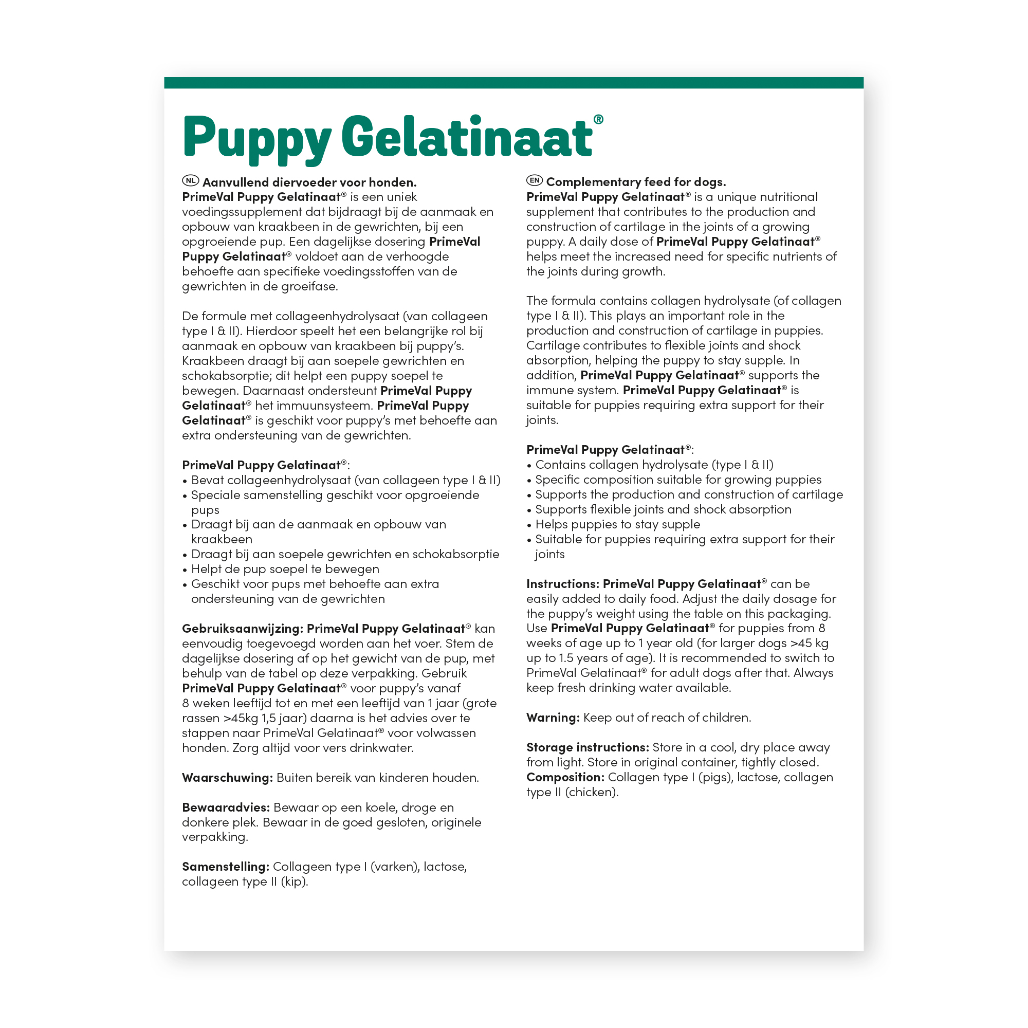 PrimeVal Gelatinaat® Puppy 350 g