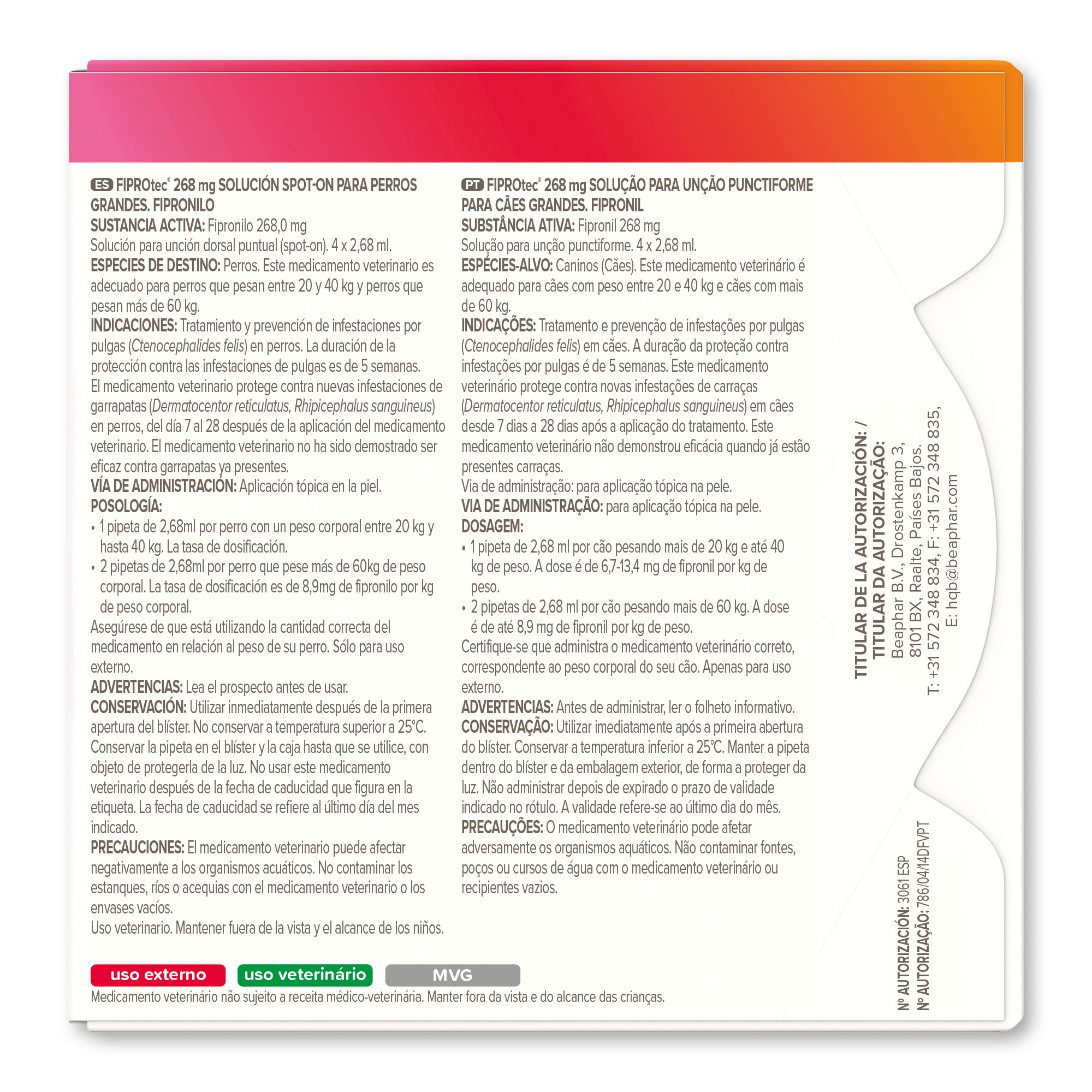 Beaphar FIPROtec® Pipeta Antiparasitaria Perro Mediano (20-40kg) - 4 Pipetas