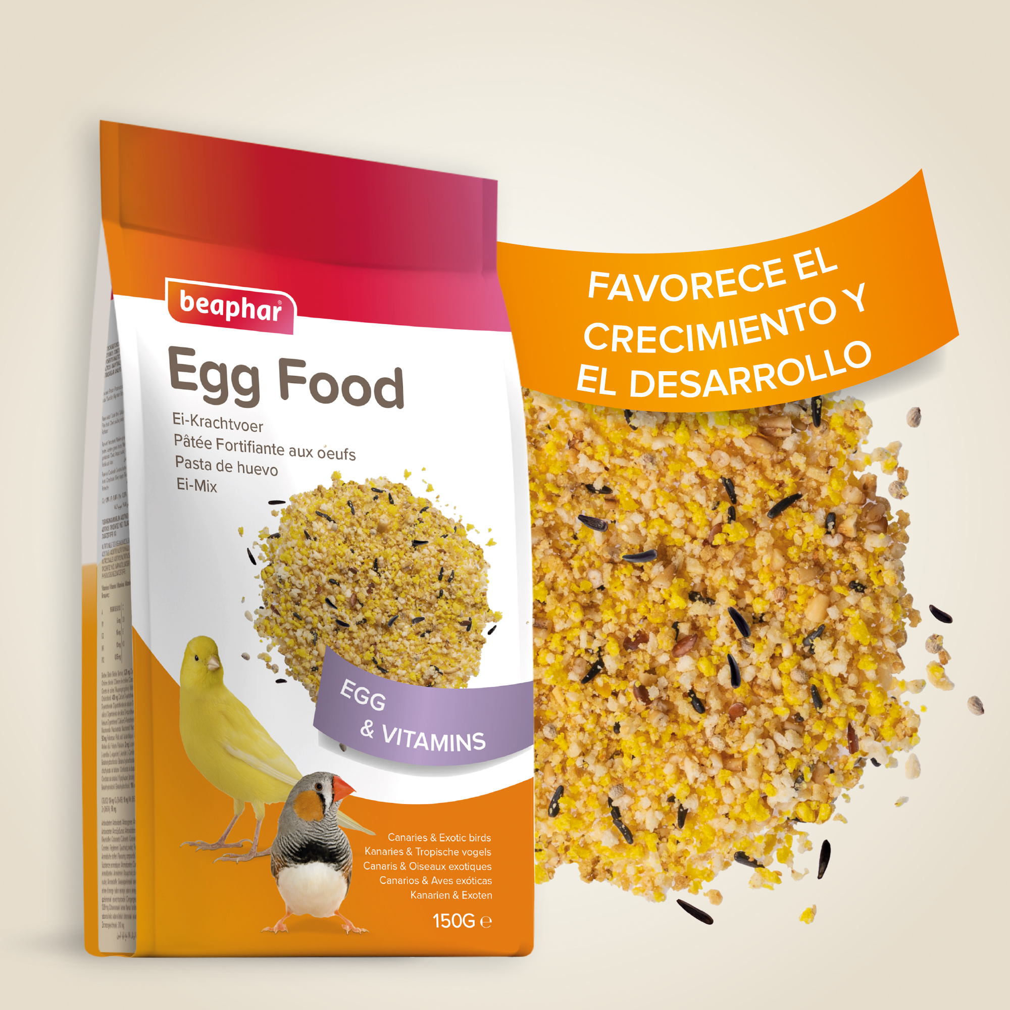Beaphar Pasta de Huevo para Canarios y Aves Exóticas - 150g