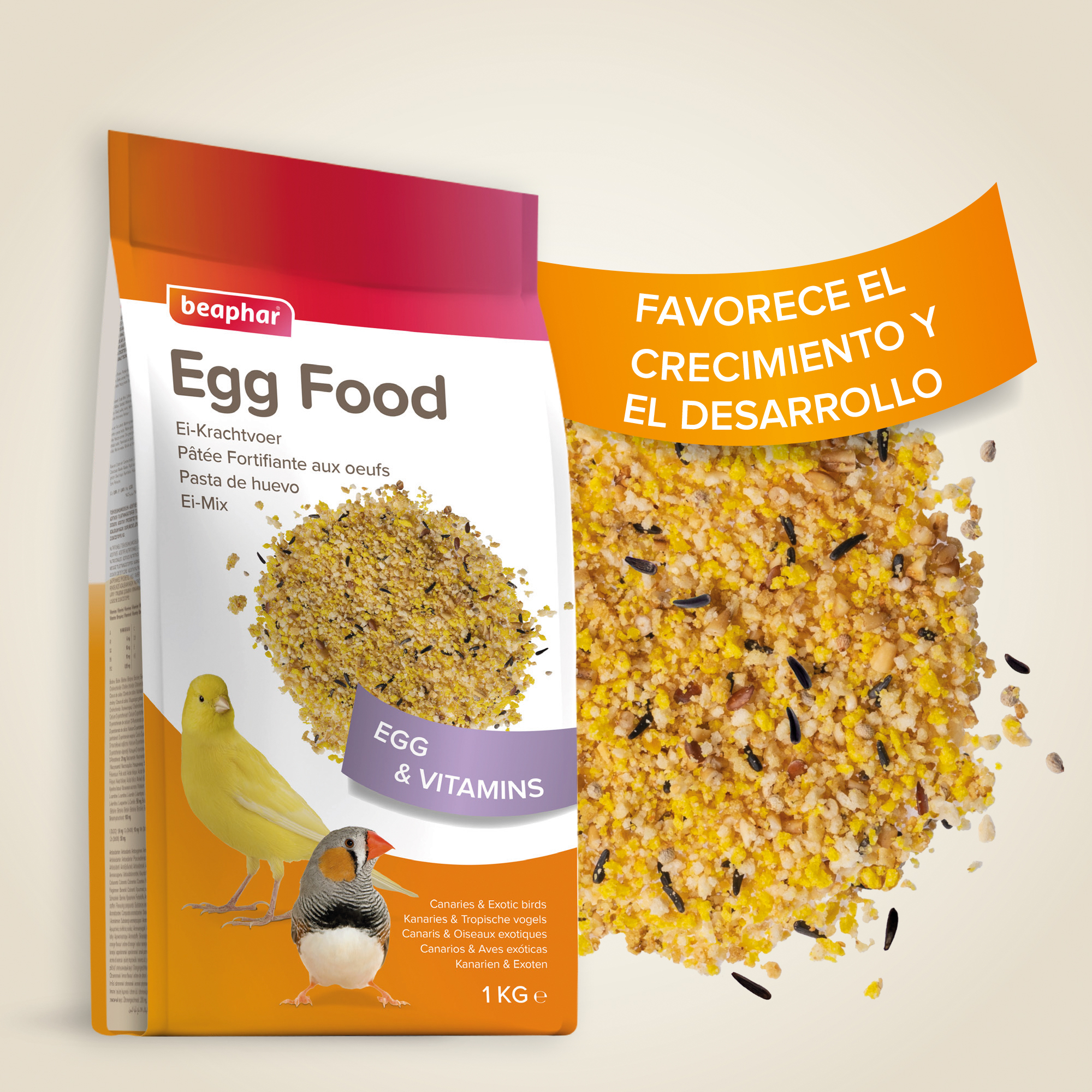 Beaphar Pasta de Huevo para Canarios y Aves Exóticas - 1kg