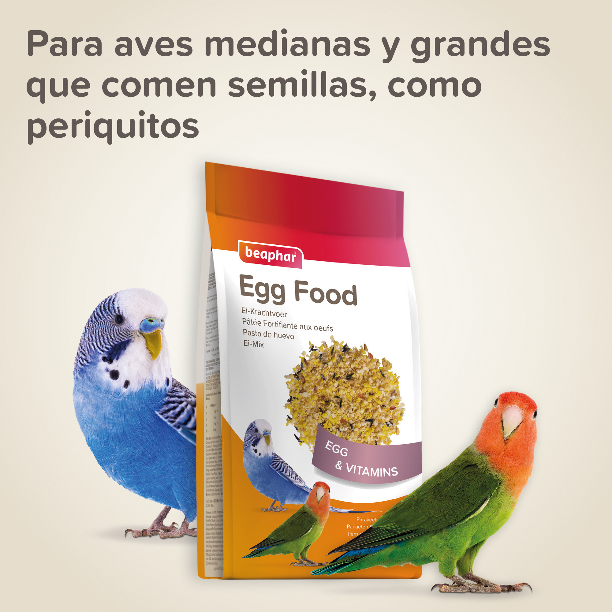 Beaphar Pasta de Huevo Periquitos, Agapornis, Pequeñas Cotorras - 150g
