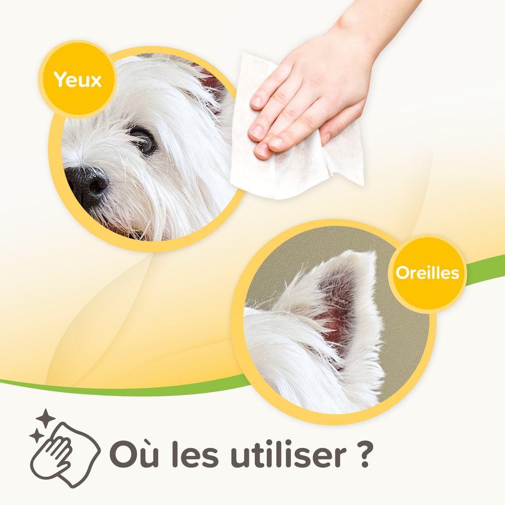 Lingettes nettoyantes Yeux et Oreilles pour chien et chat x30