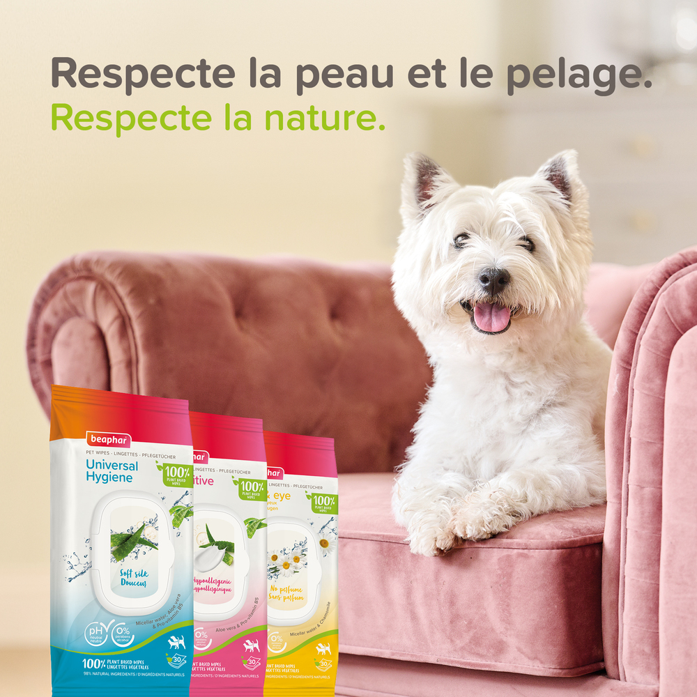 Lingettes nettoyantes Yeux et Oreilles pour chien et chat x30