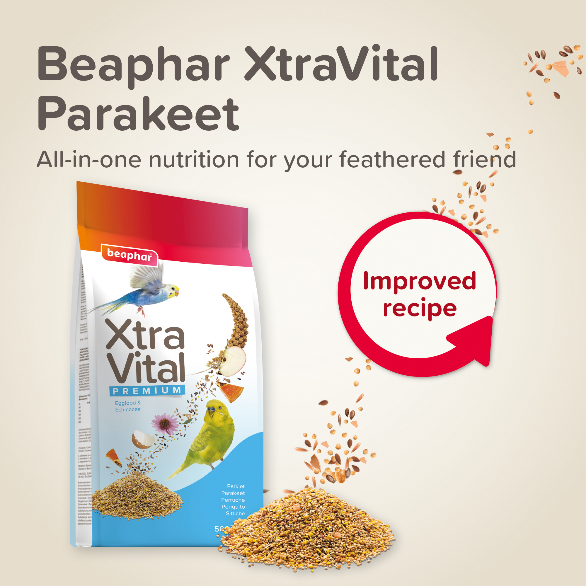 Beaphar XtraVital Parakeet Complete Bird Food - 500g