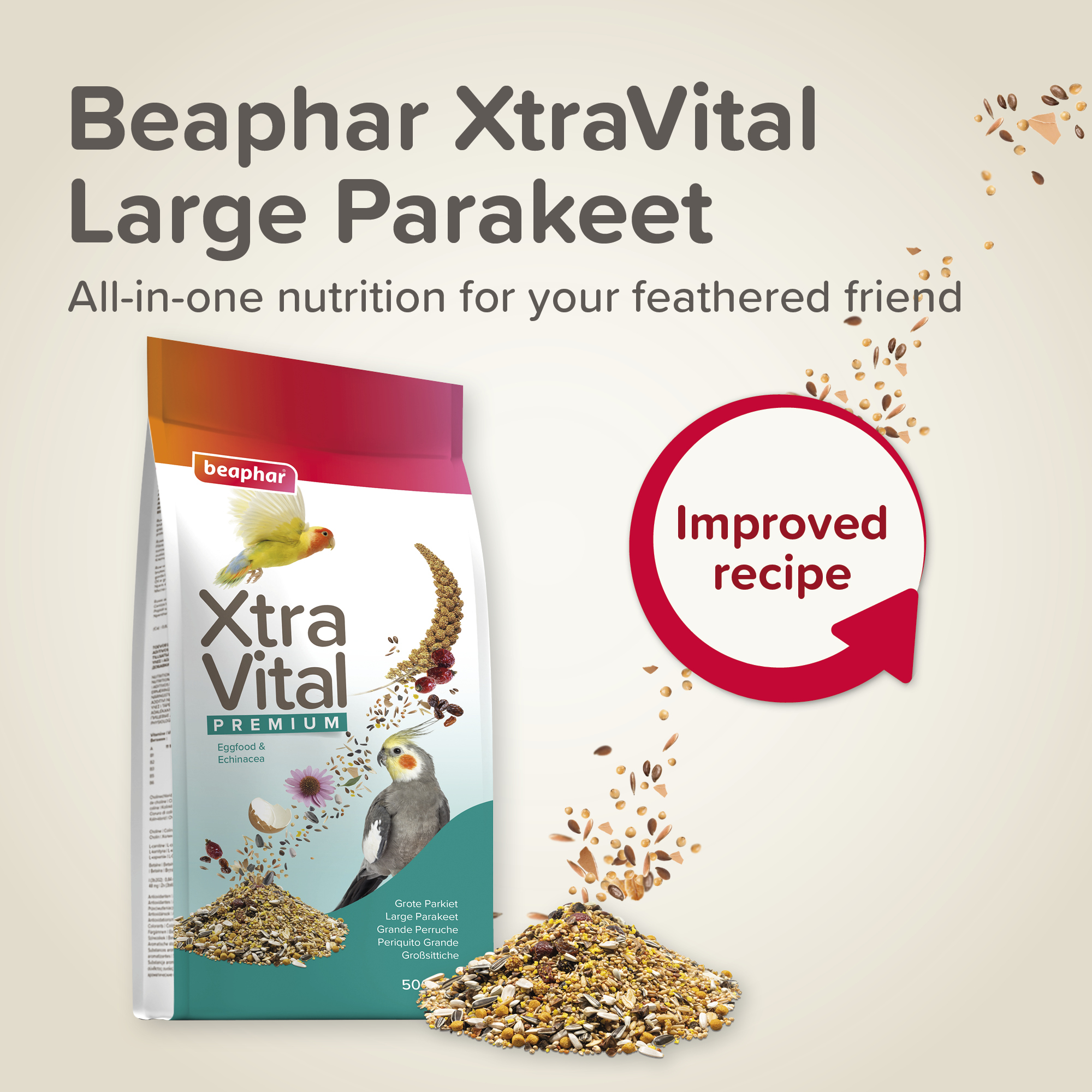 Beaphar XtraVital Large Parakeet Complete Bird Food - 500g