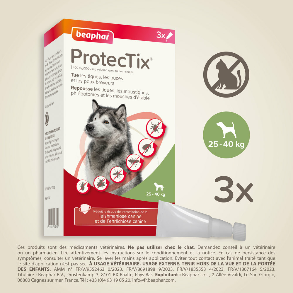 ProtecTix® 400 mg/2000 mg solution pour spot-on pour chiens pesant entre 25 et 40 kg