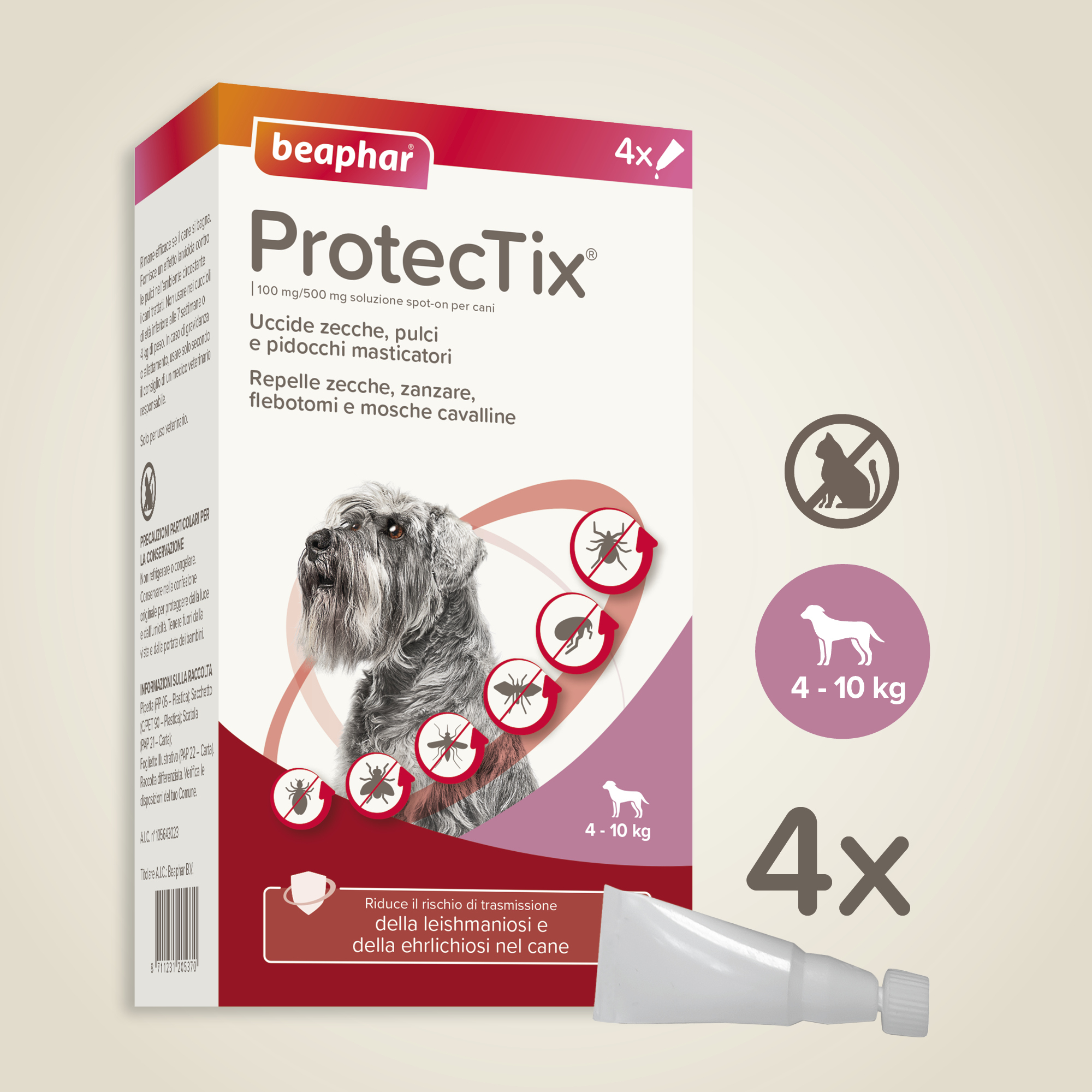 Beaphar ProtecTix Cane Piccolo 4 pip.