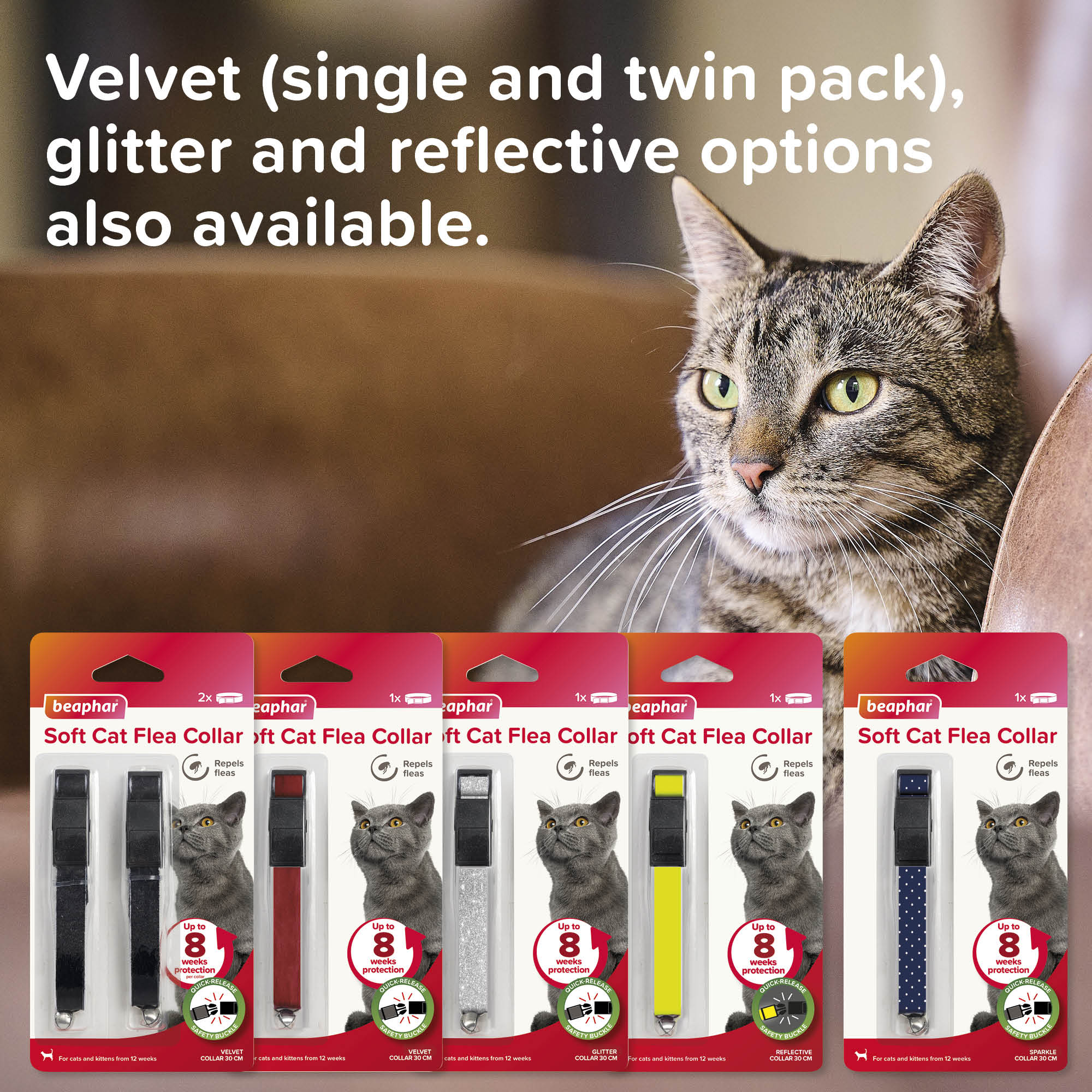 Beaphar Soft Sparkle Flea Collar for Cats, 30cm