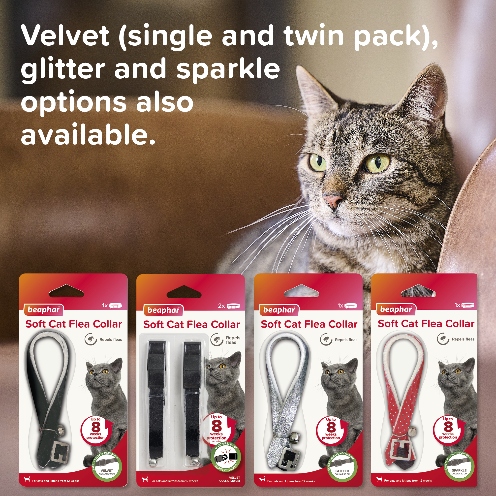 Beaphar Soft Reflective Flea Collar for Cats, 30cm